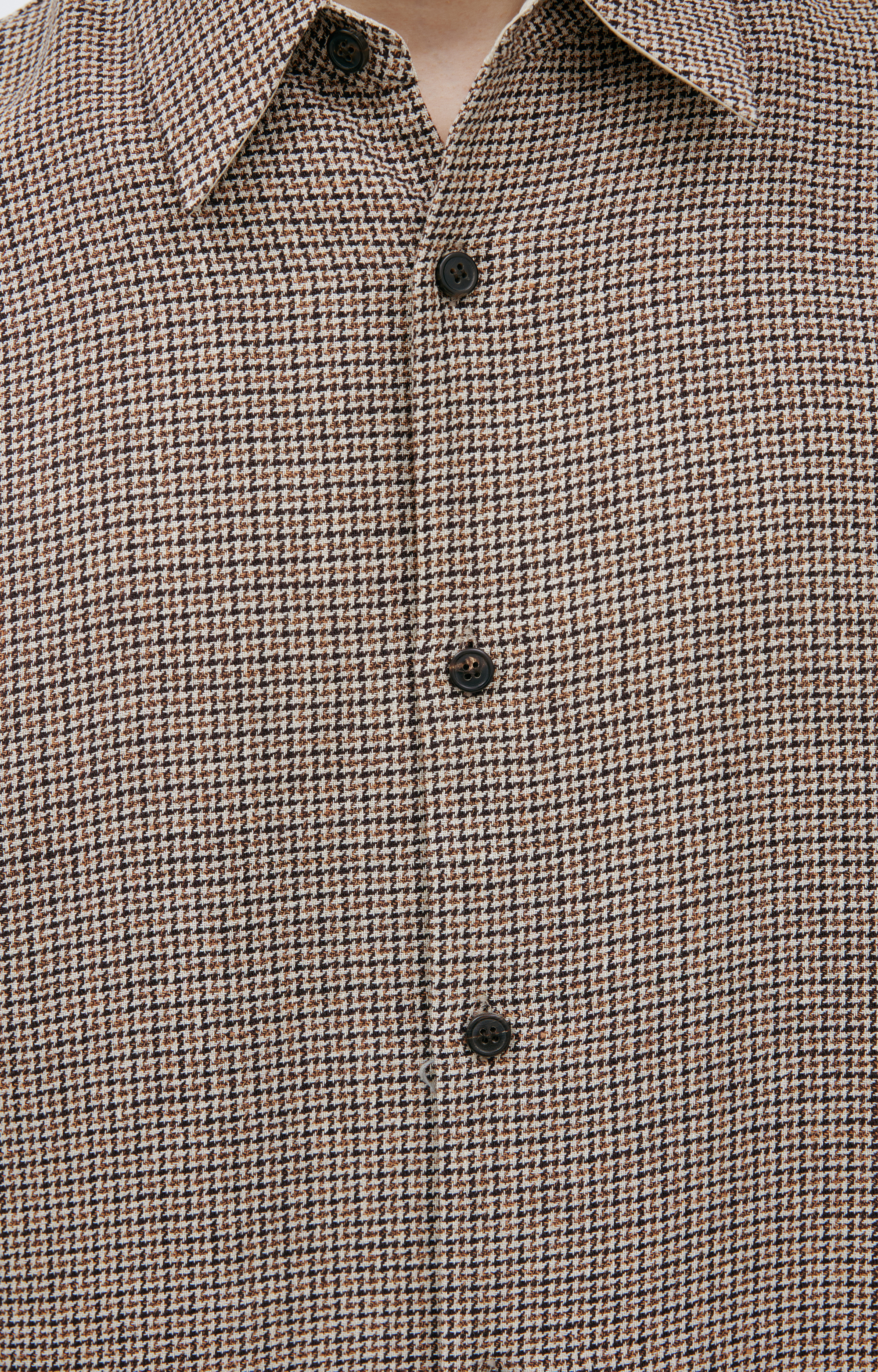 Buy Dries Van Noten men brown monoprint linen shirt for $445