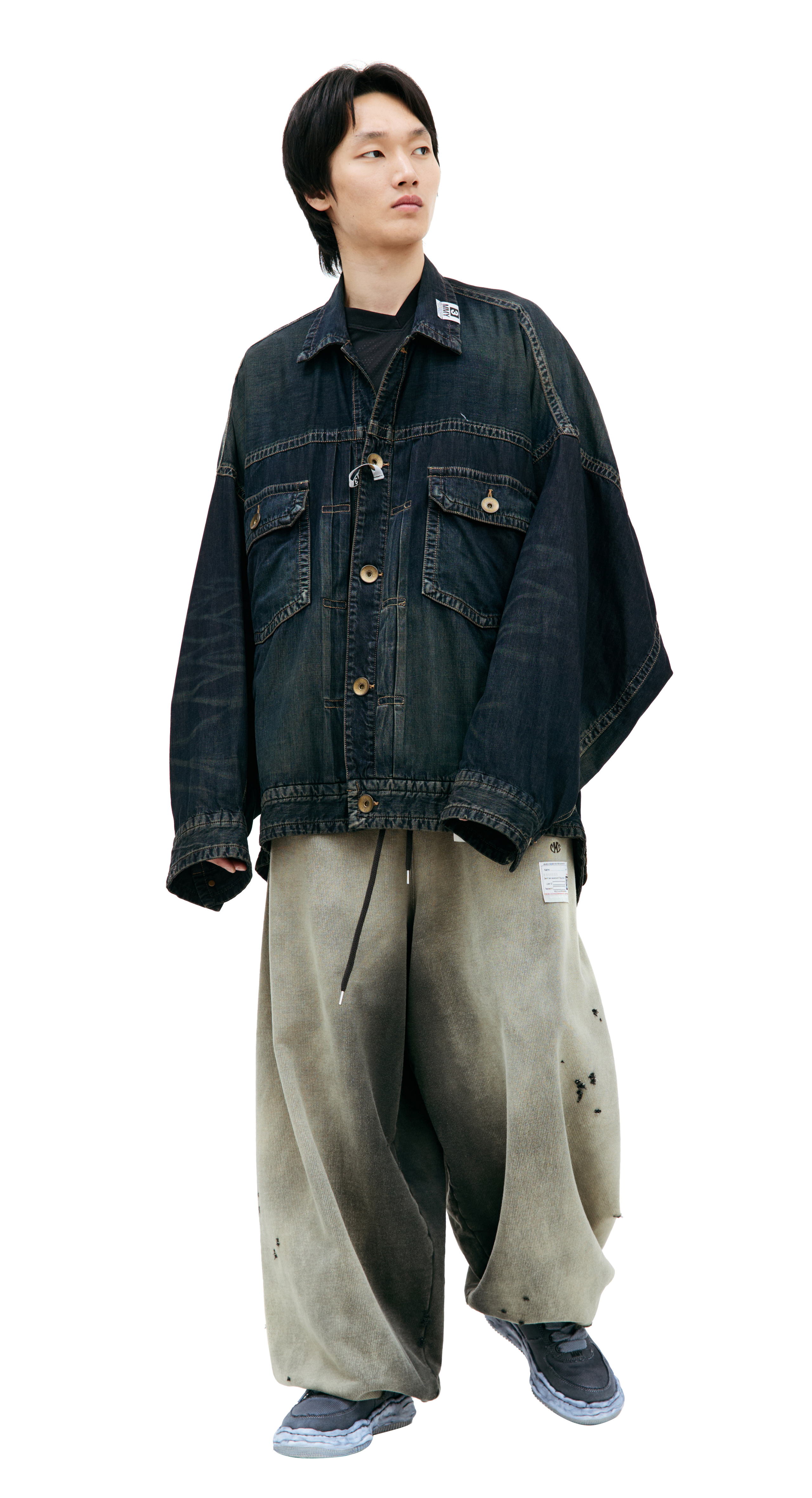 Buy Maison Mihara Yasuhiro men navy blue logo-patch denim