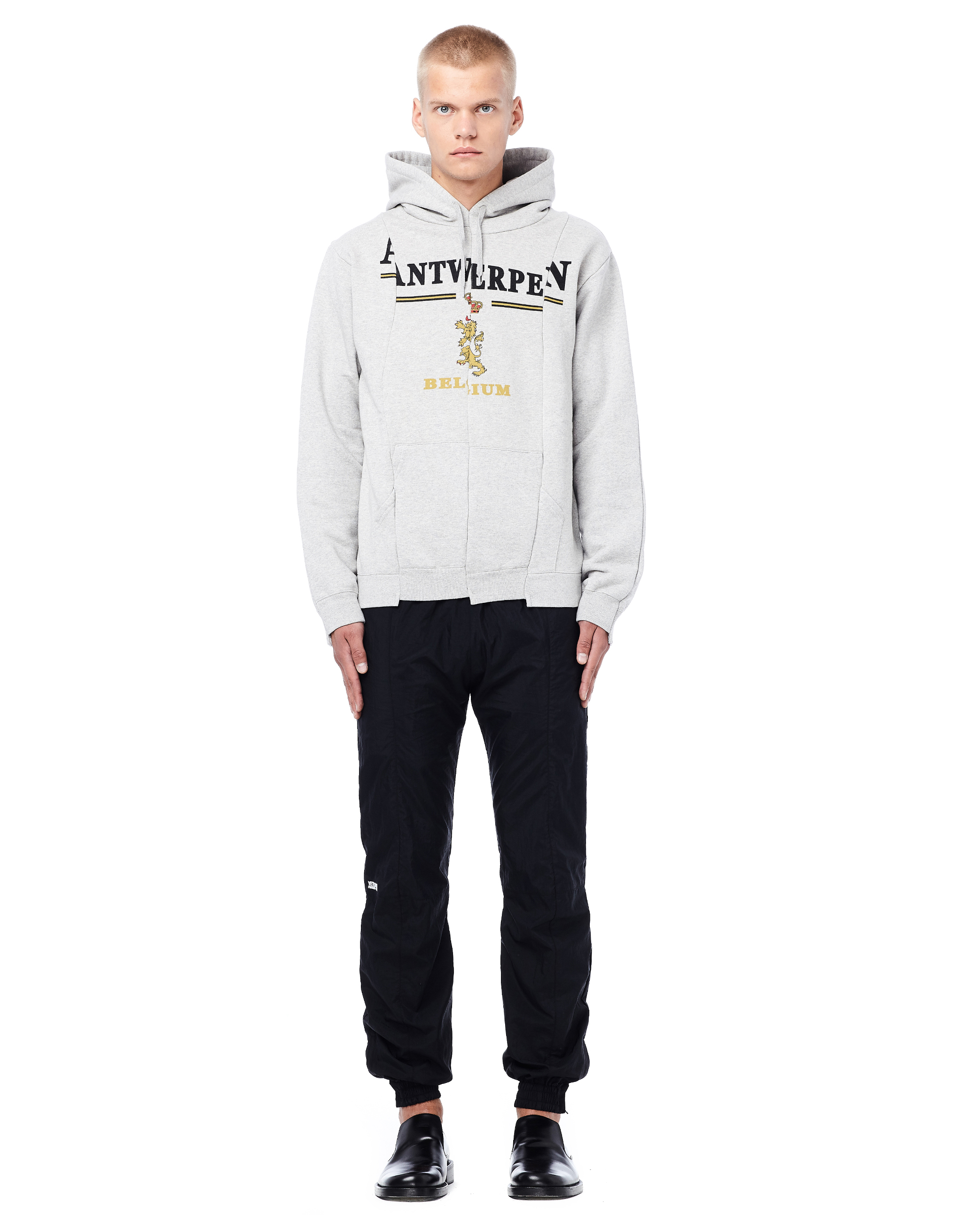トップス VETEMENTS antwerp hoodie Vetements White Deconstructed Antwerpen Printed Cotton Blend