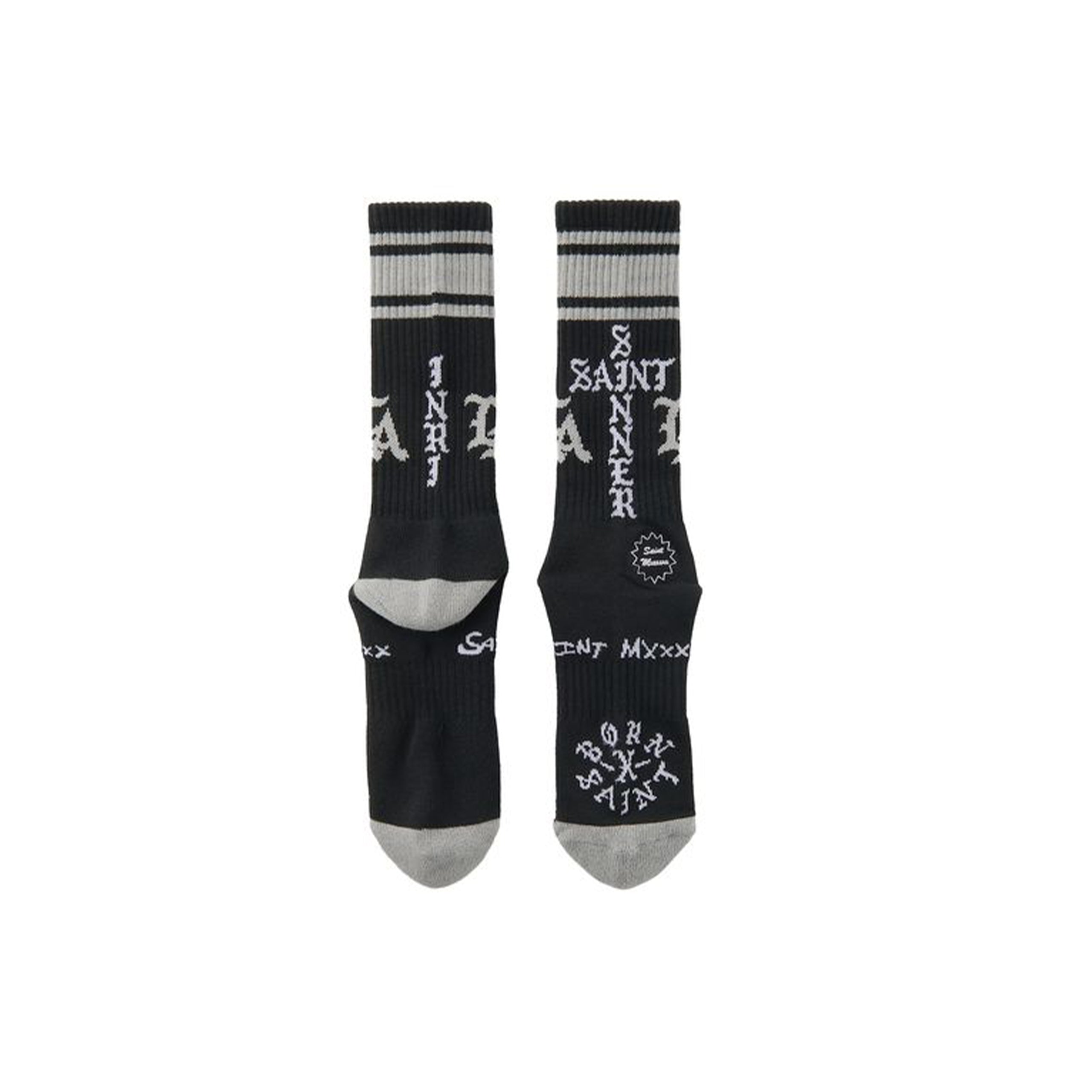 靴下・ソックス SAINT MXXXXXX Men Ankle Socks ISMYS10000C43 Black Buy Saint Mxxxxxx men black monoprint socks for $105 online