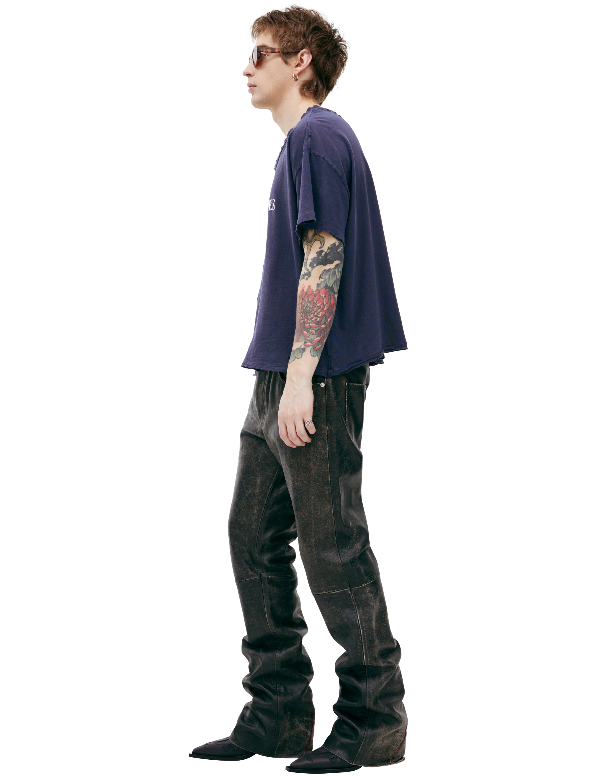 Enfants Riches Deprimes Ripped Logo T-shirt In Navy Blue