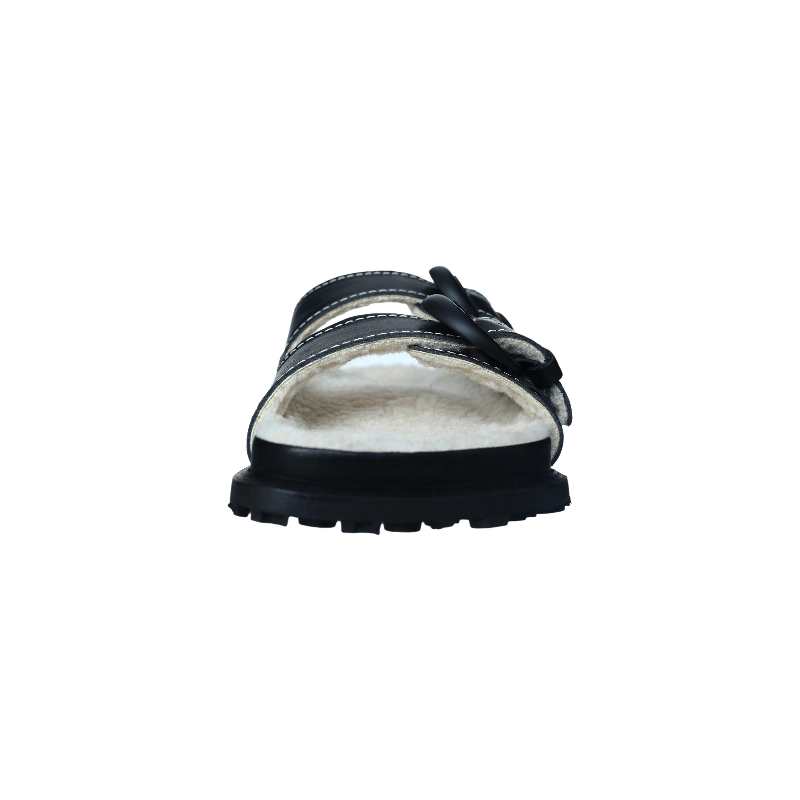 Buy MARINE SERRE men black leather square toe sandals for