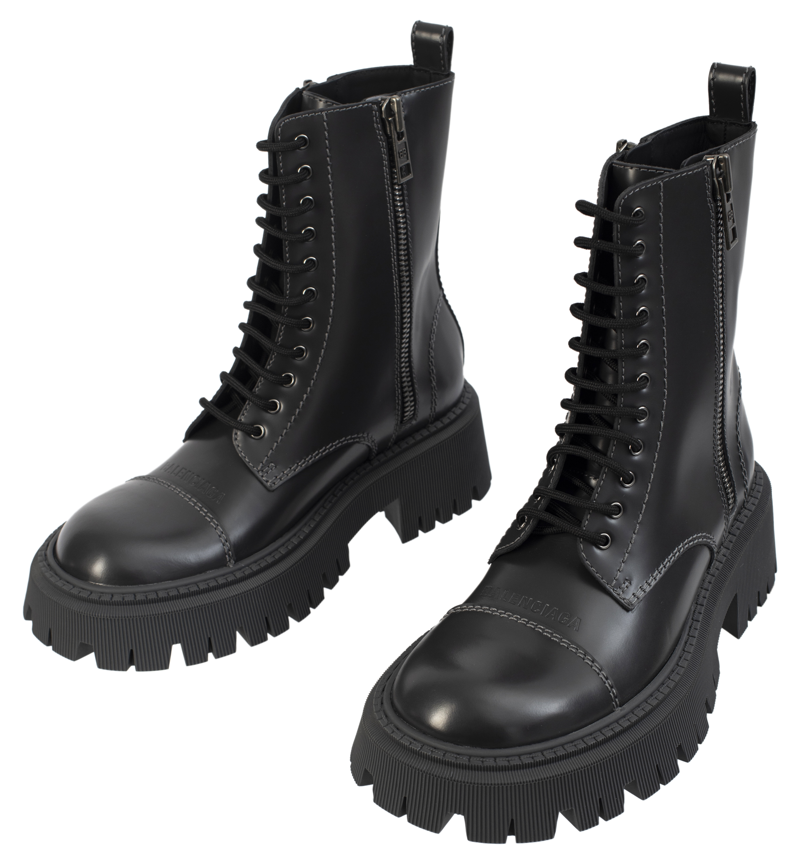 Buy Balenciaga women grey tractor 20mm lace up boots for $1,265 online on SV77, 617420/WA8E9/1568