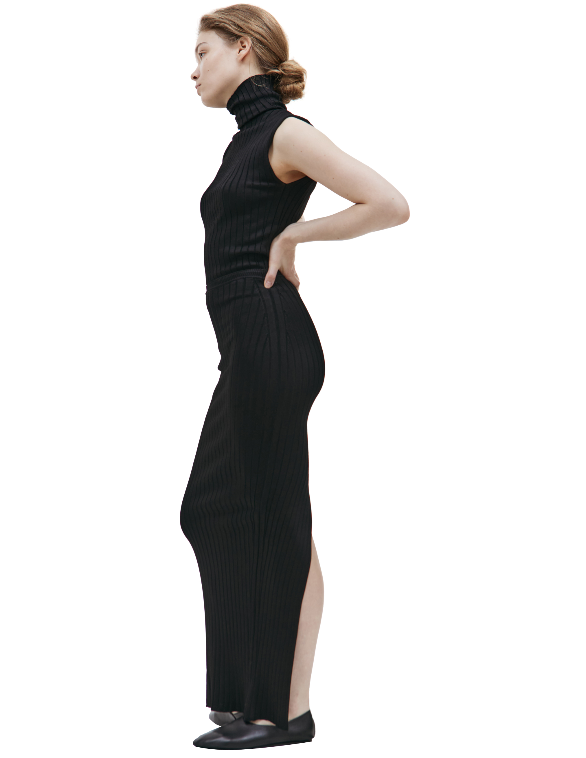 Shop Marni Logo Ribbed Stretch Skirt In Black