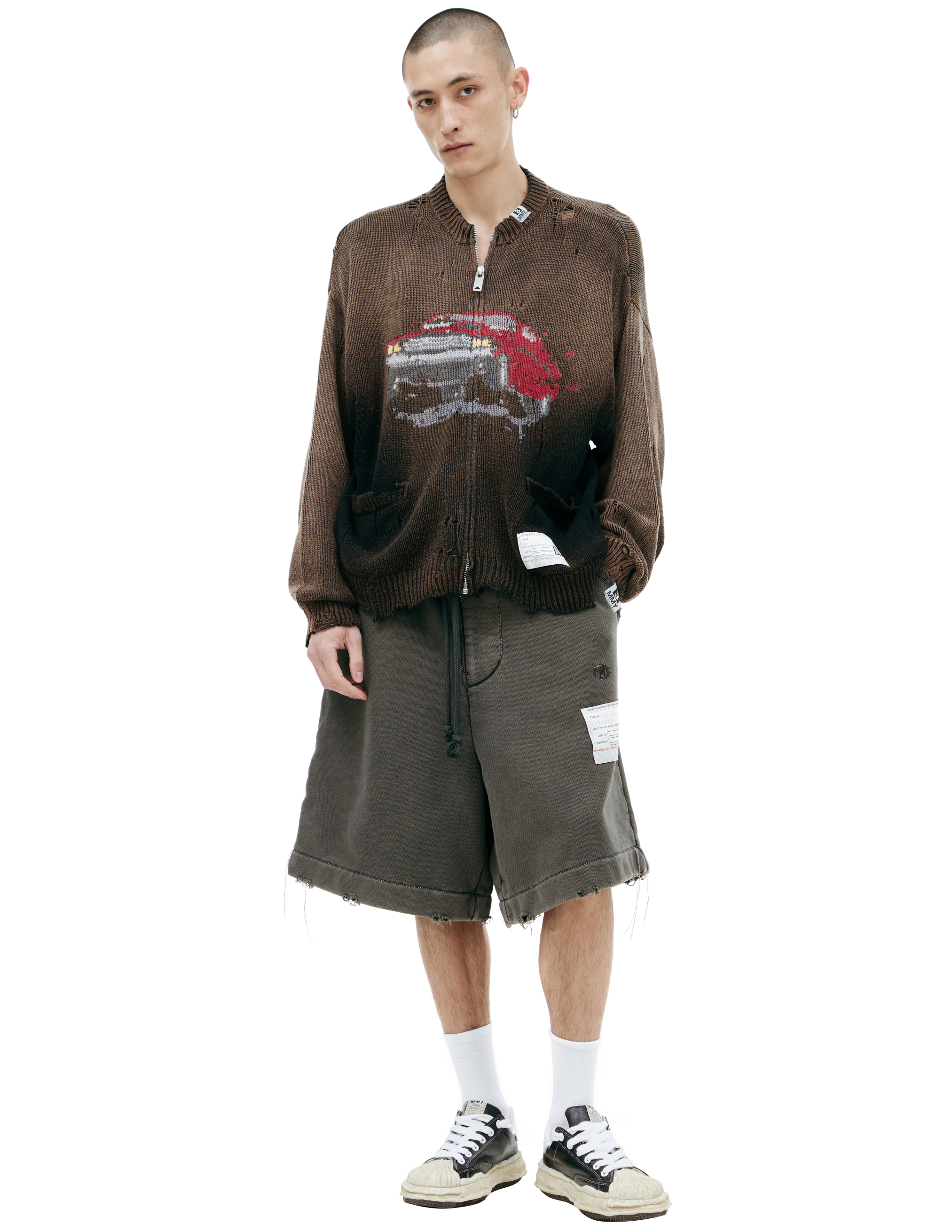 Miharayasuhiro Maison Mihara Yasuhiro Car Jacquard Knit Cardigan Black