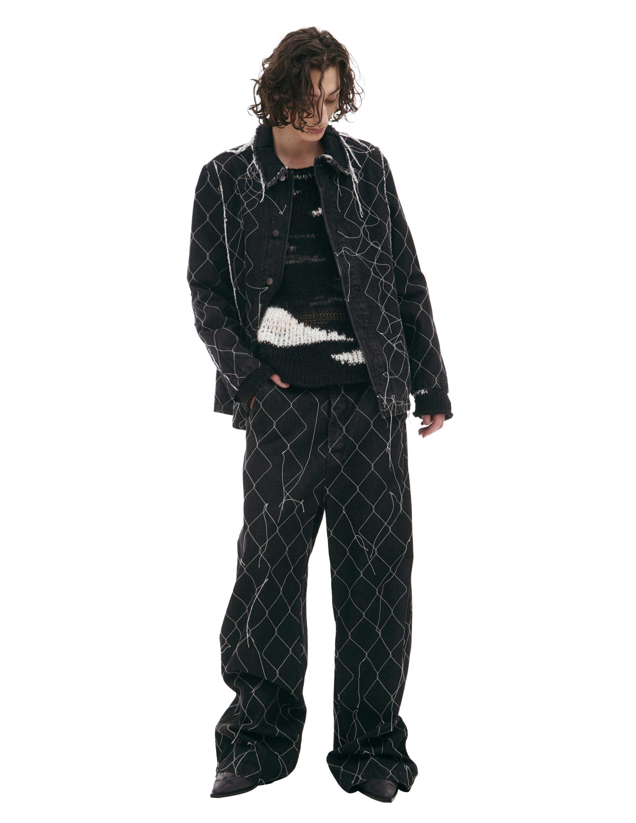 Airei Jacket With Asymmetrical Threads In Black