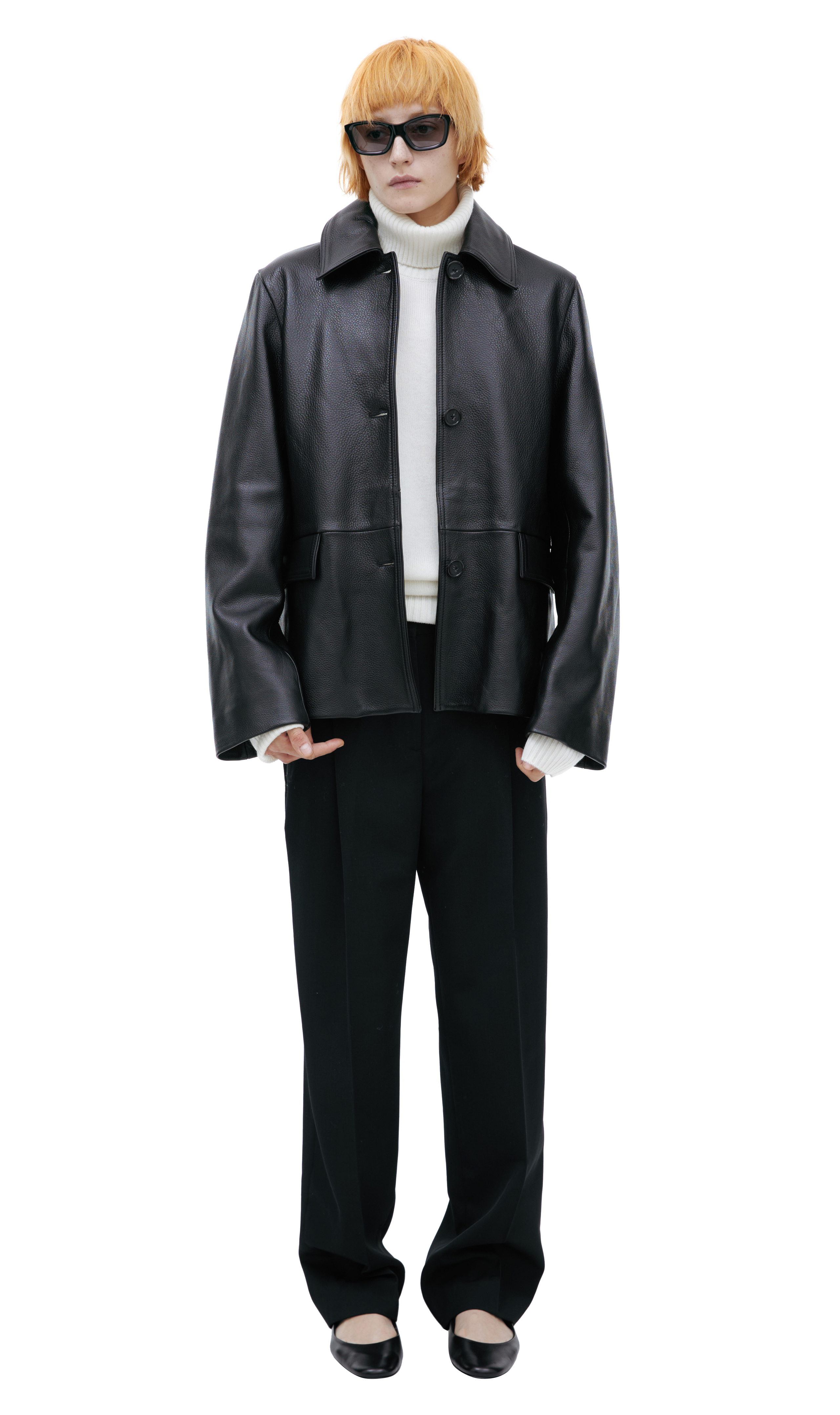 TOTEME Leather jacket with a turn-down collar