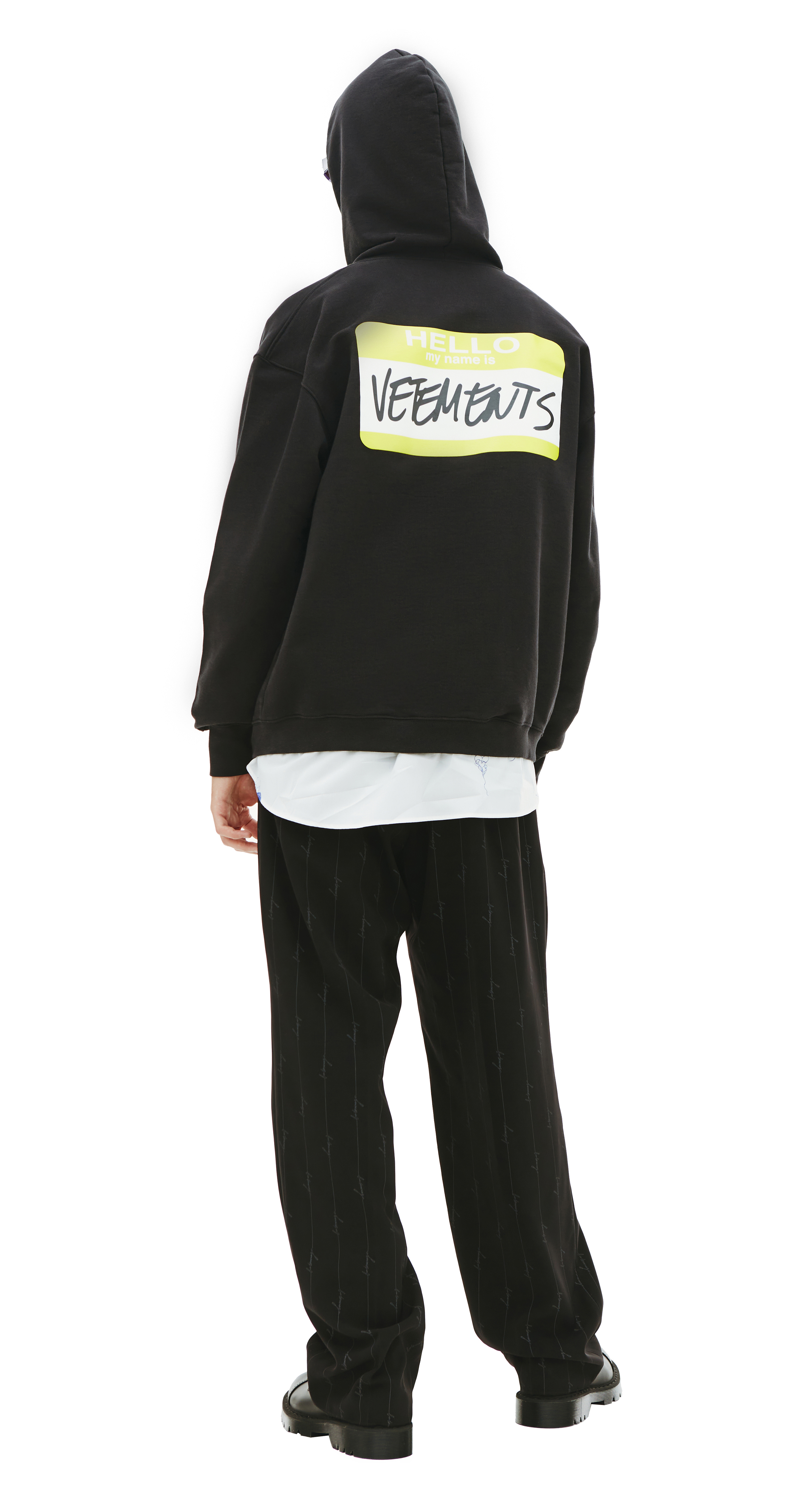 Buy VETEMENTS men black 'my name is' zip hoodie for $570 online on