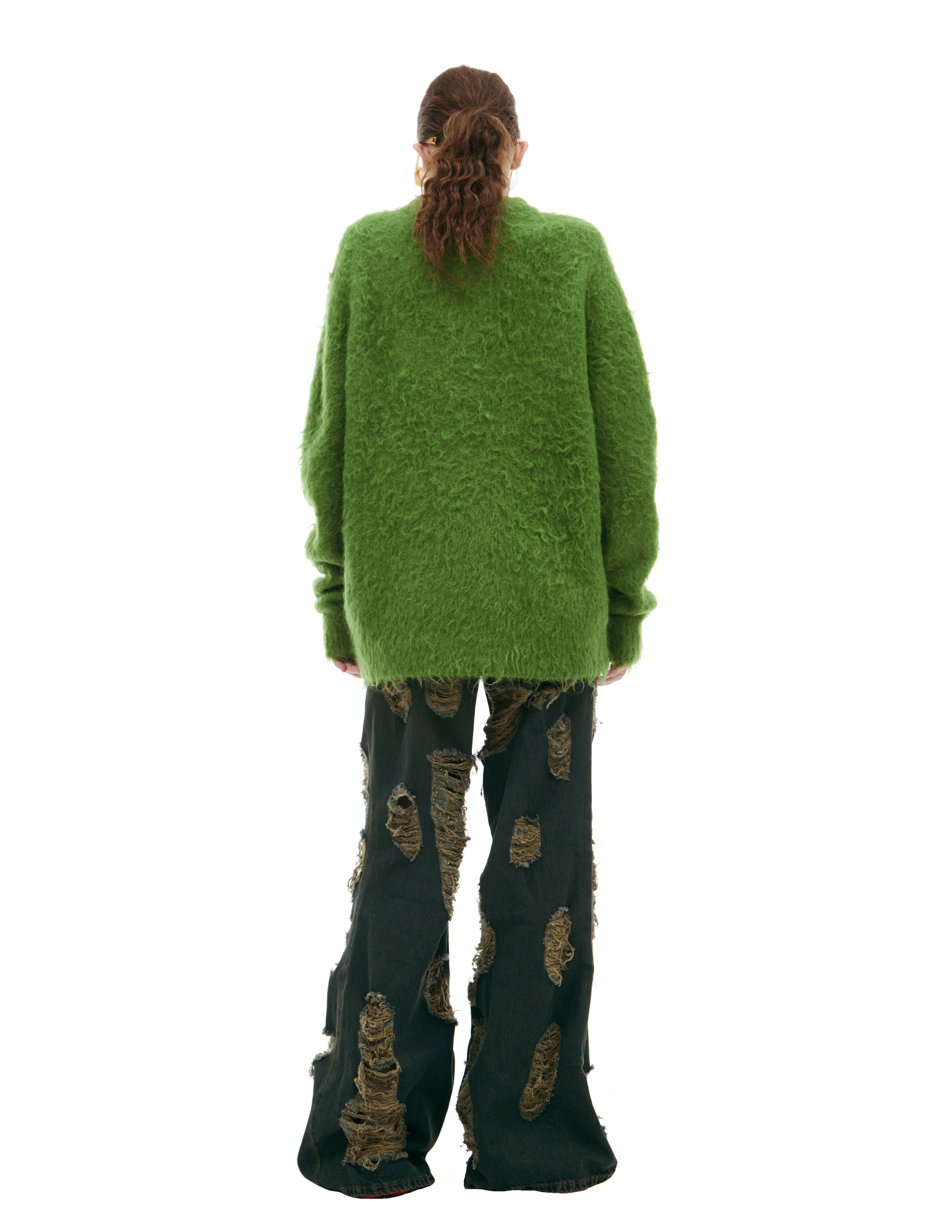 Acne Studios Knitted Wool Sweater In Green