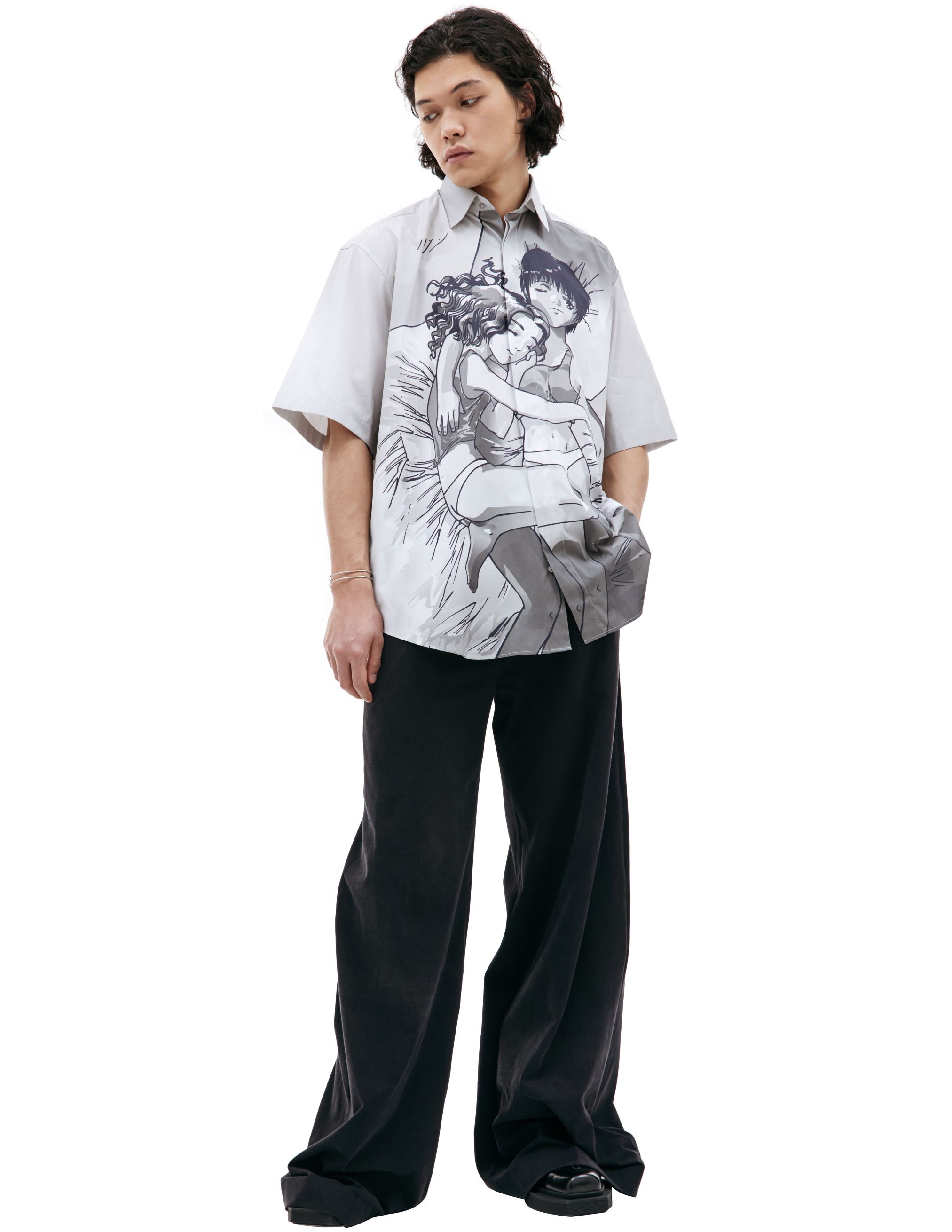 Shop Vetements Anime Printed Shirt In Grey