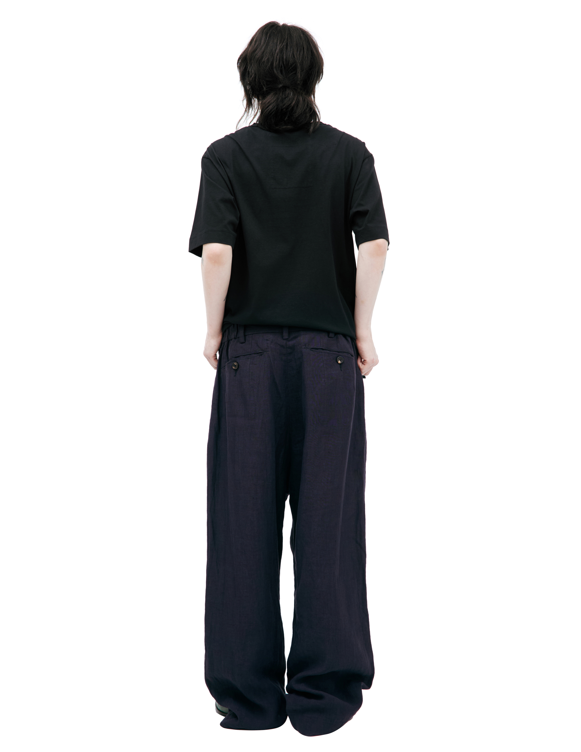 Ziggy Chen Wide Leg Checkered Trousers In Blue