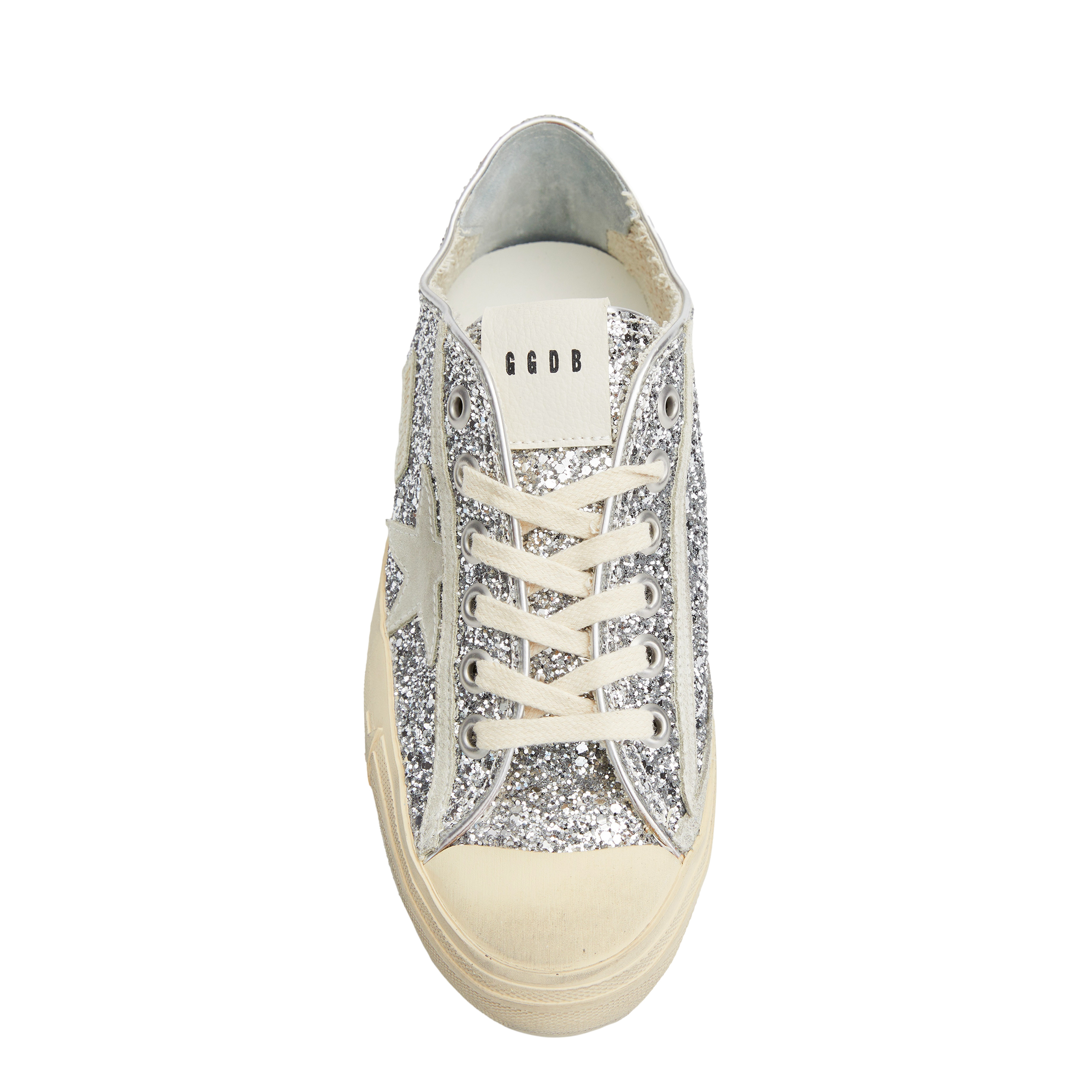 Shop Golden Goose V-star 2 Glitter Sneakers In Silver