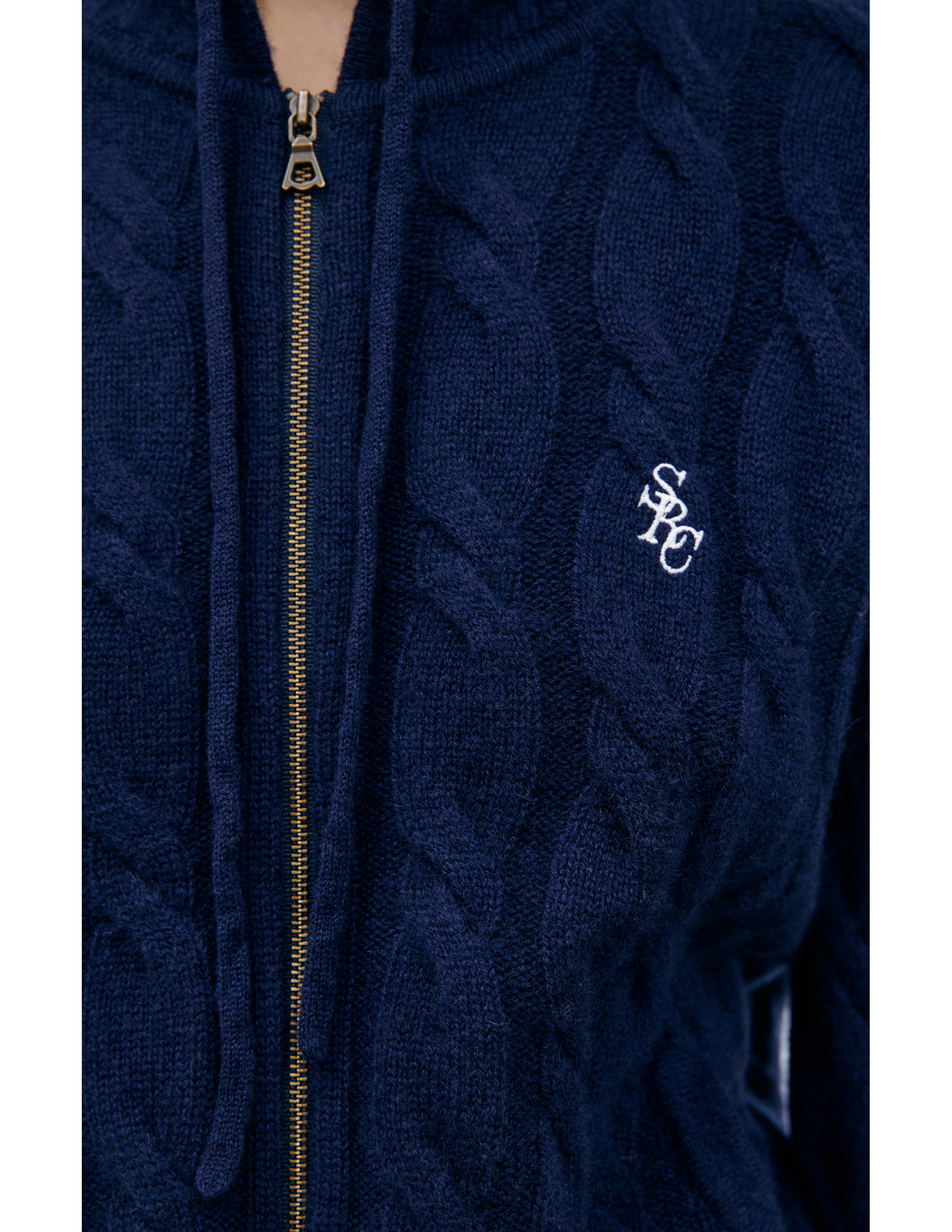 Sporty And Rich Coarse-knit Cashmere Hoodie In Navy Blue