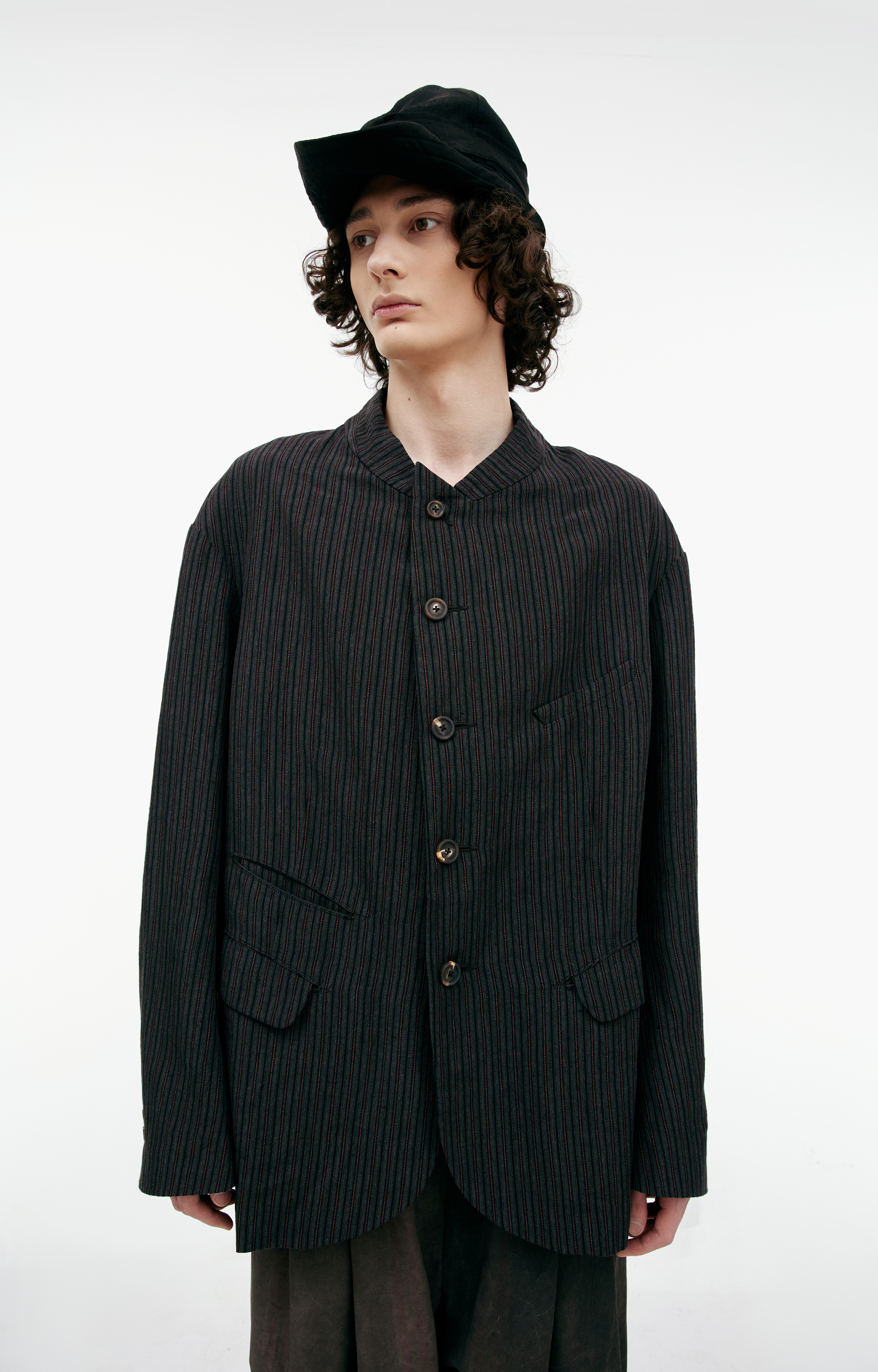 Buy Ziggy Chen men grey striped jacket for $1,300 online on