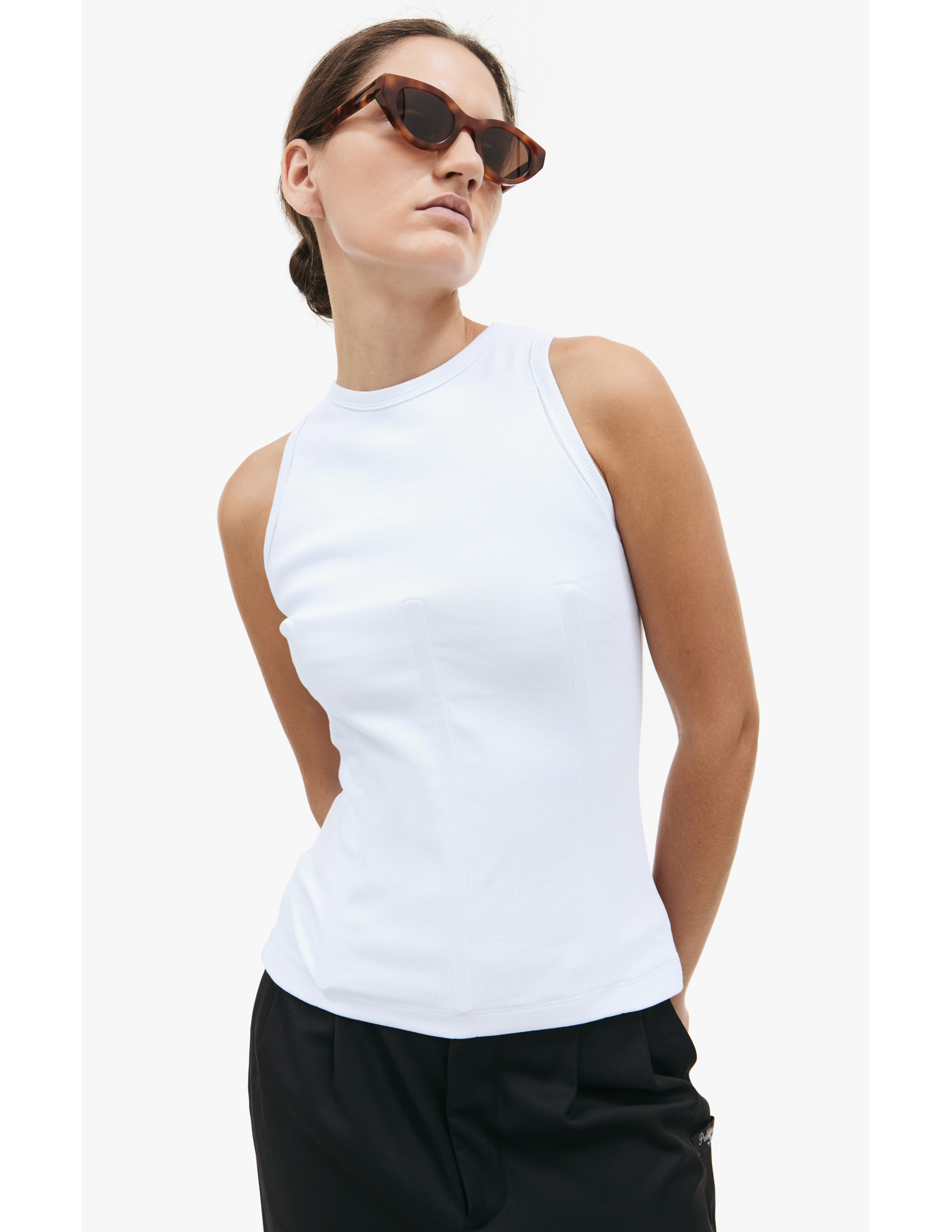 Prototypes White Corset Tank Top In White