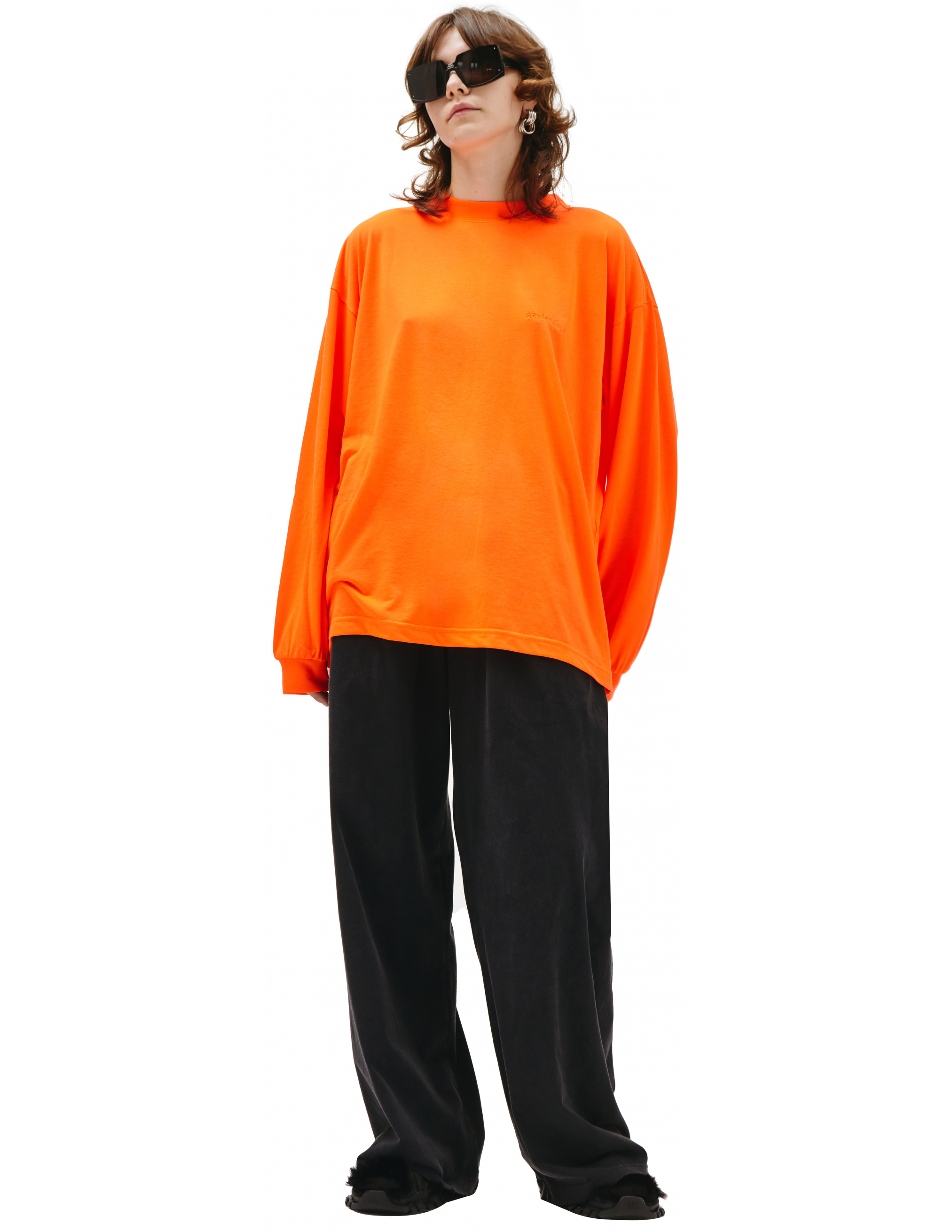 Balenciaga Orange Longsleeve with embroidered logo