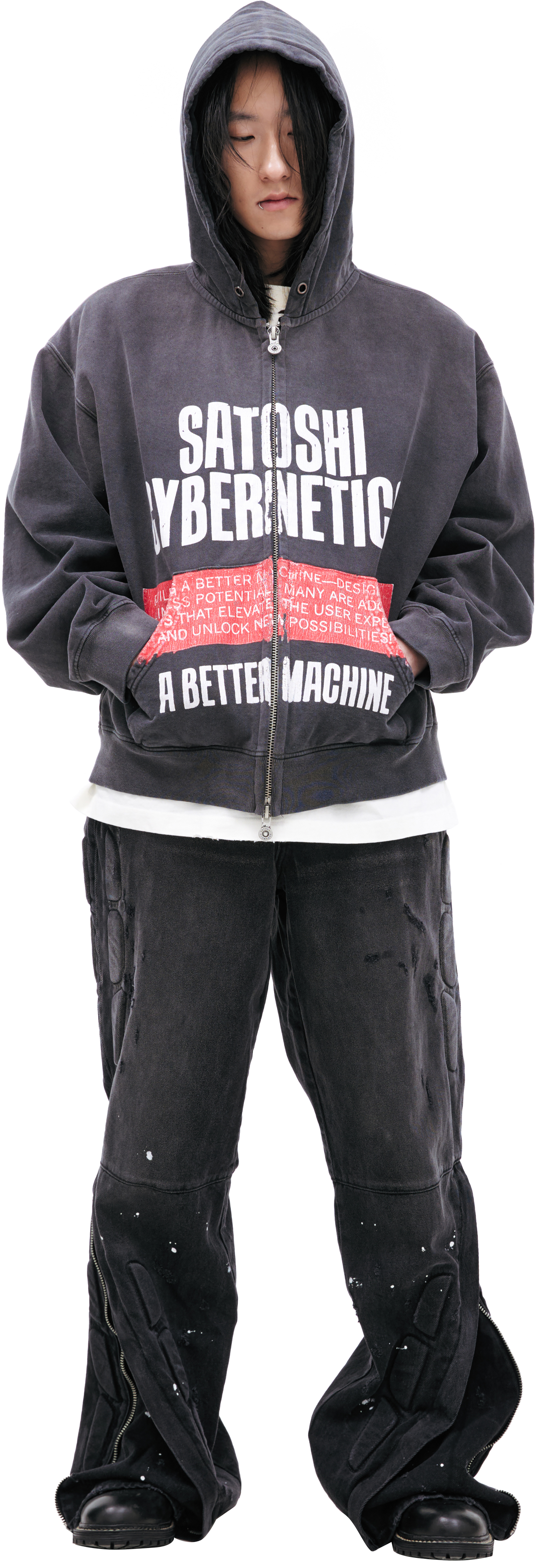 Buy Satoshi Nakamoto men grey hoodie satoshi sybernetik for $875