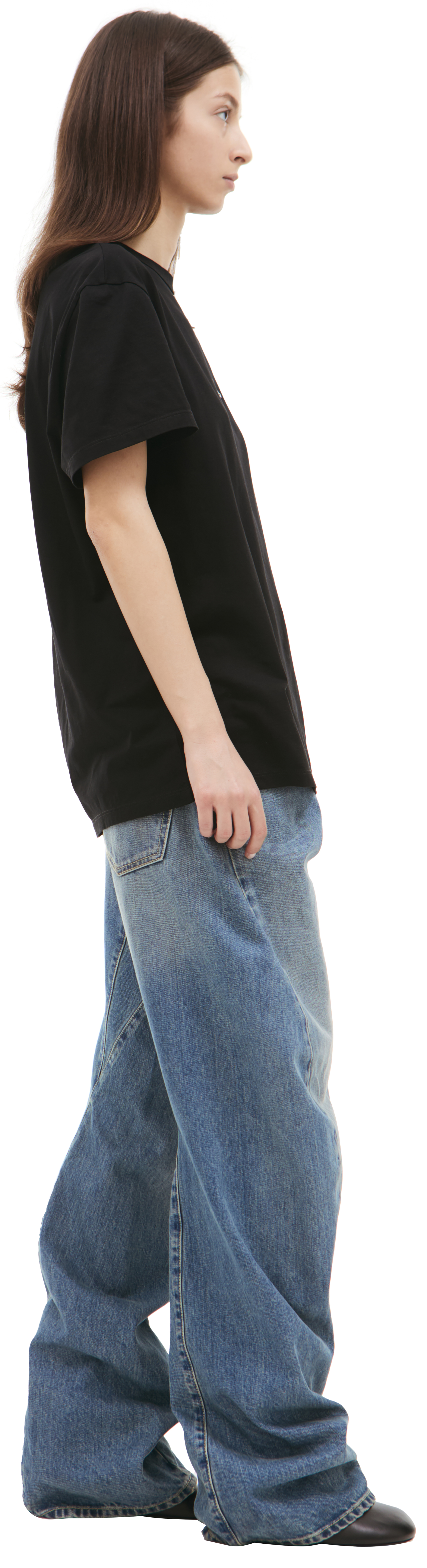 Buy Maison Margiela women black logo t-shirt for $620 online