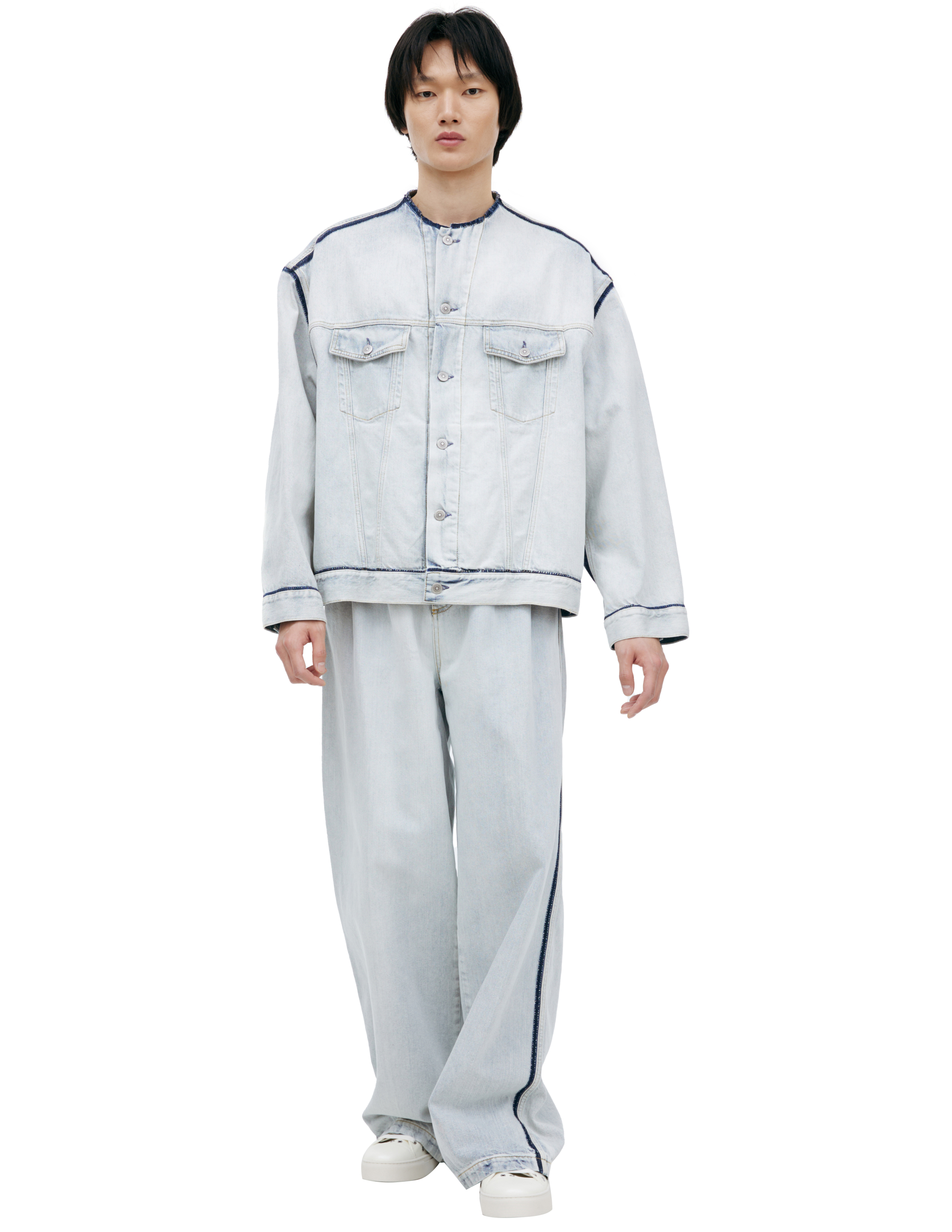 Maison Margiela Denim Jacket With Contrasting Seams In Blue