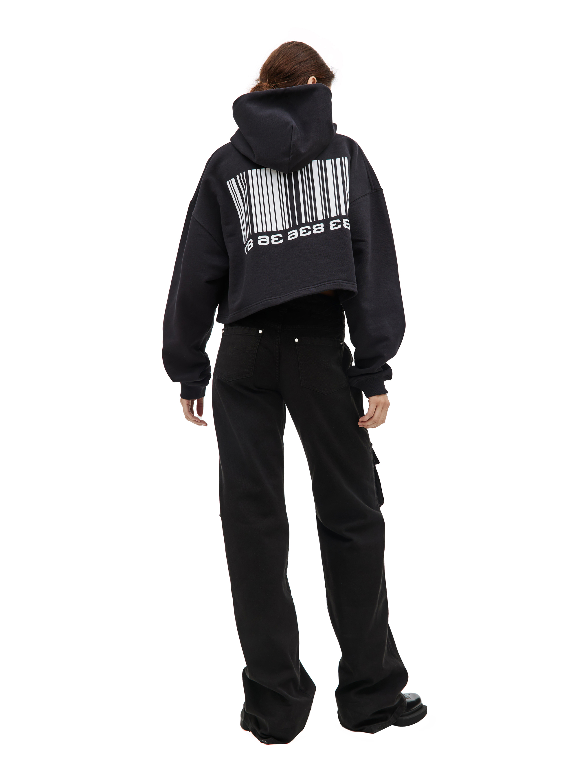 Shop Vtmnts Barcode Printed Hoodie In Black