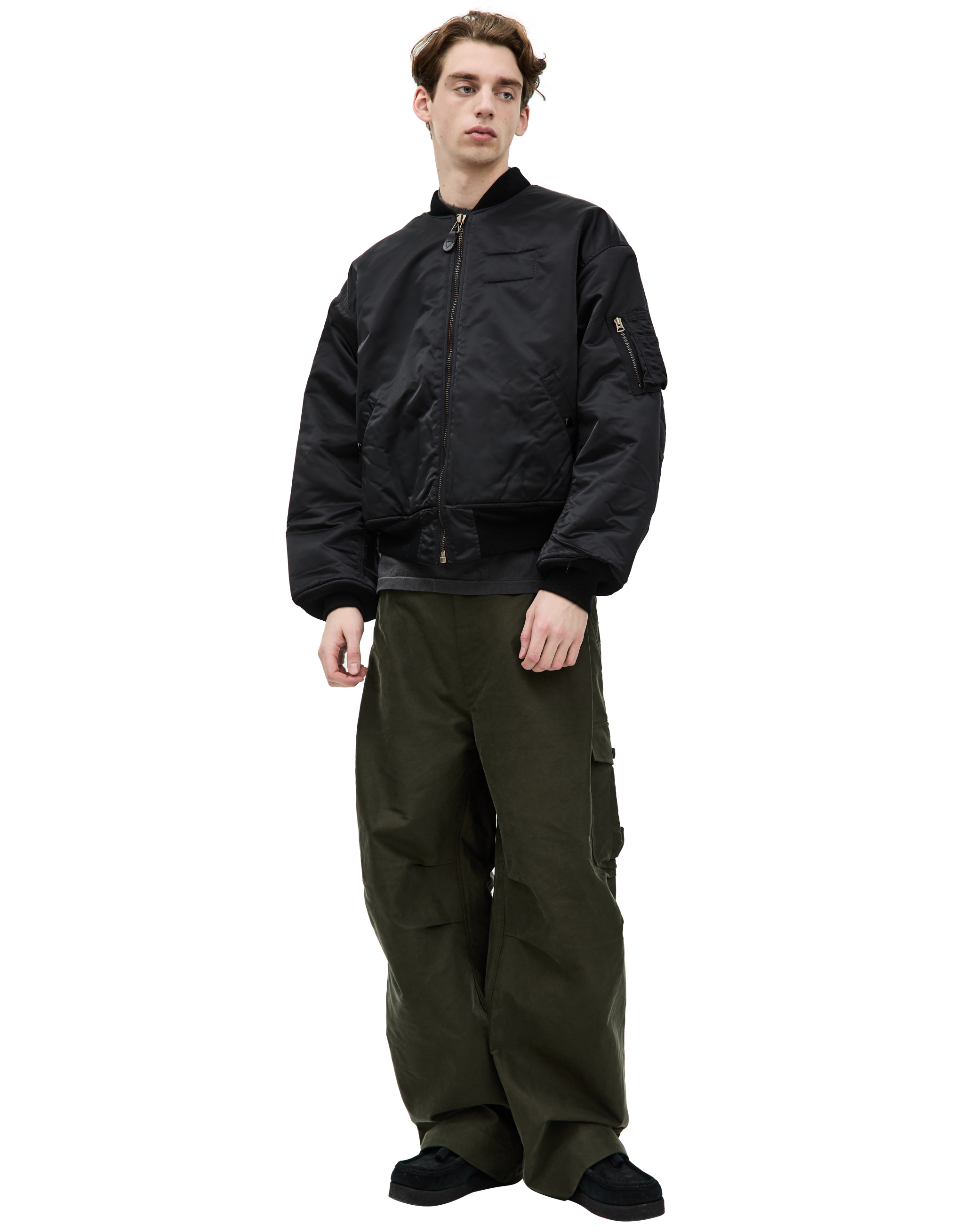 Saint Mxxxxxx Two-way Zippered Bomber In Black