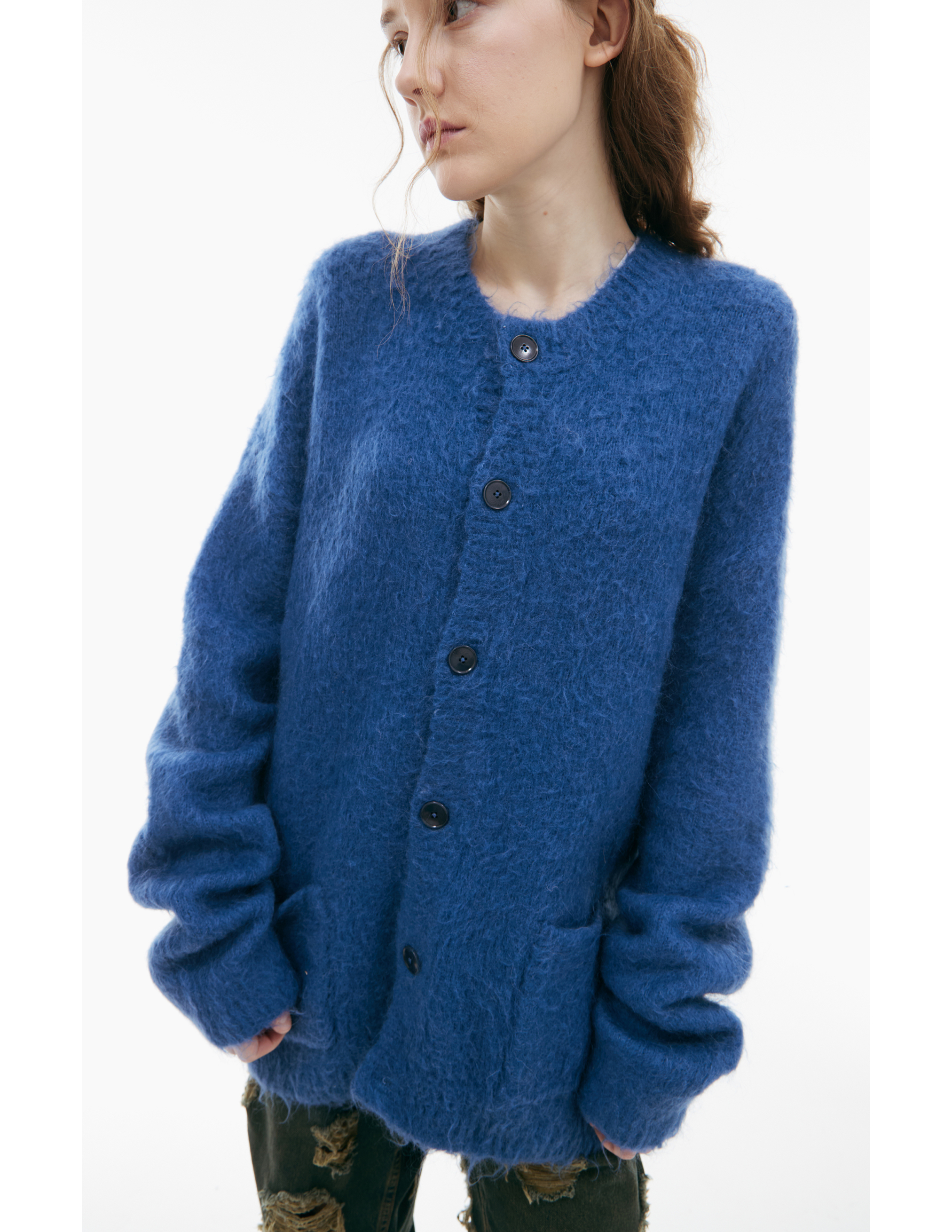 Acne Studios Wool Cardigan With Buttons In Blue