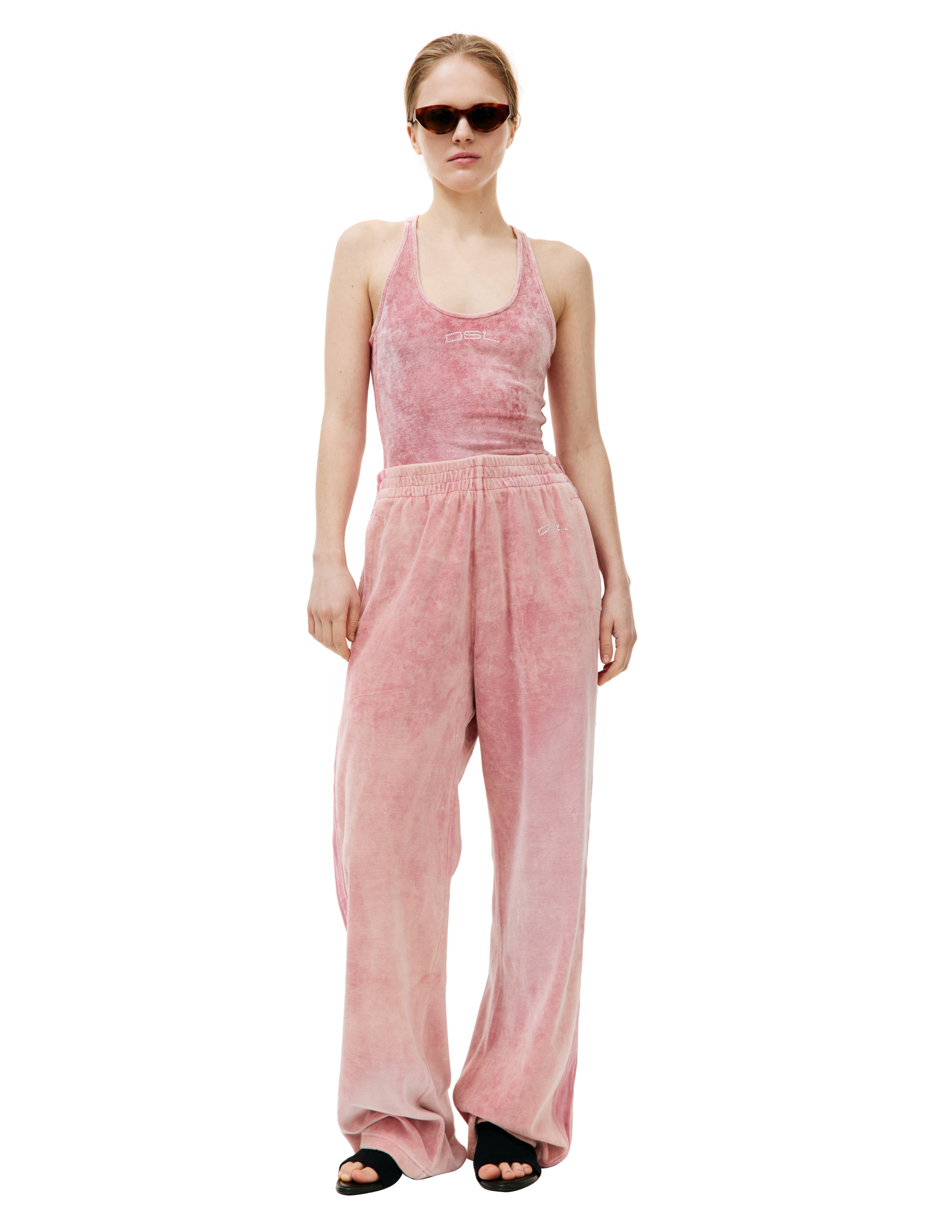 Shop Diesel P-martyn Velour Sweatpants In Pink