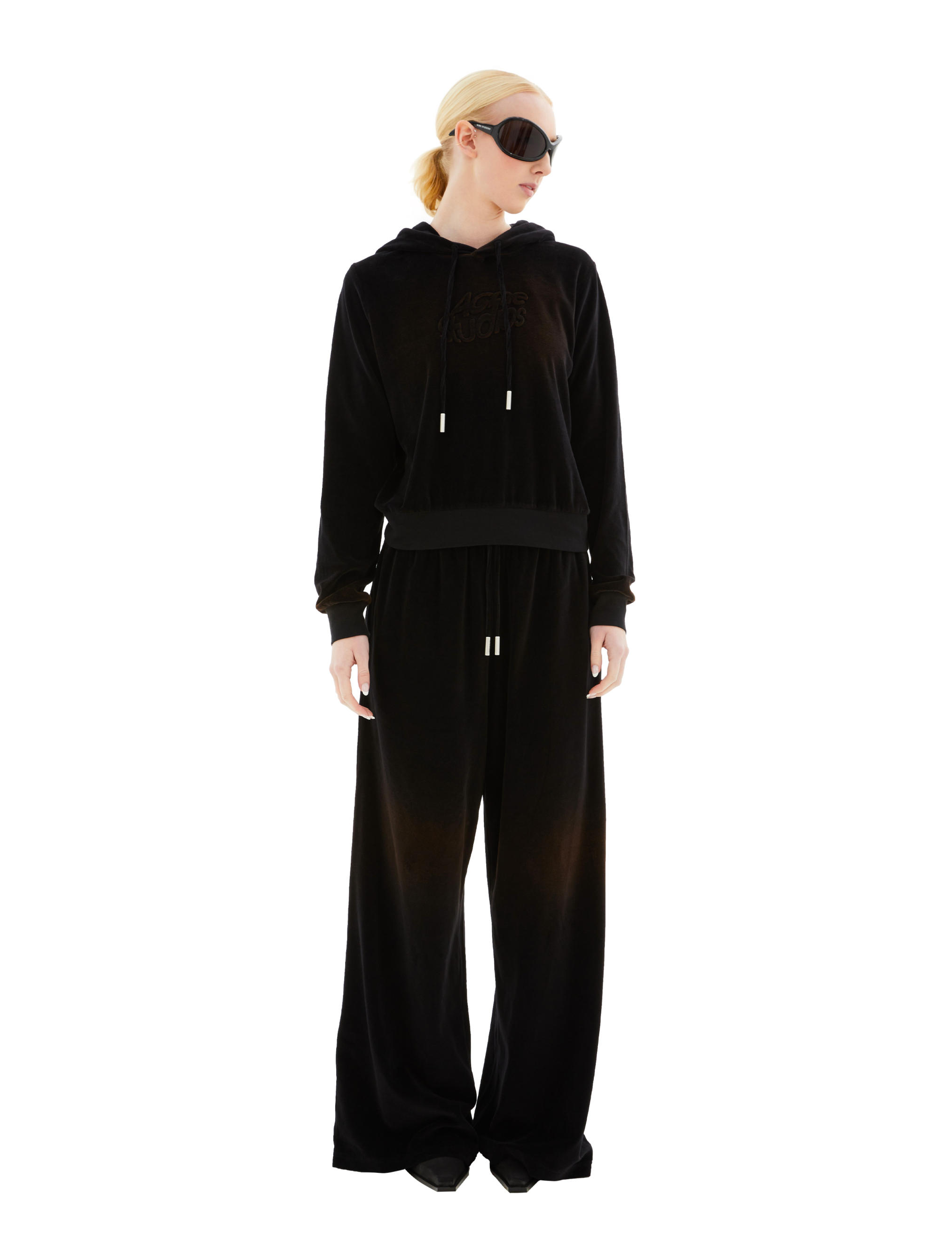 Acne Studios Cropped Hoodie With Logo In Black