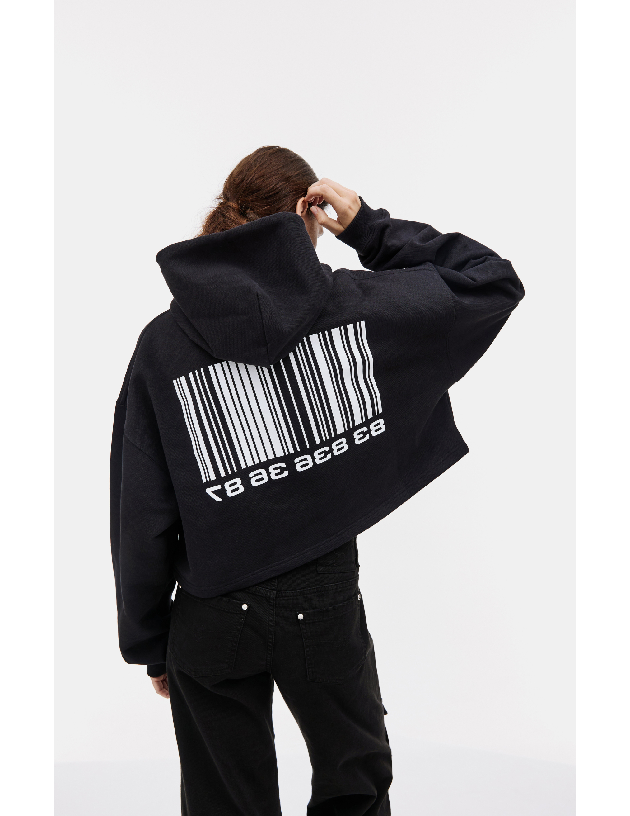 Shop Vtmnts Barcode Printed Hoodie In Black