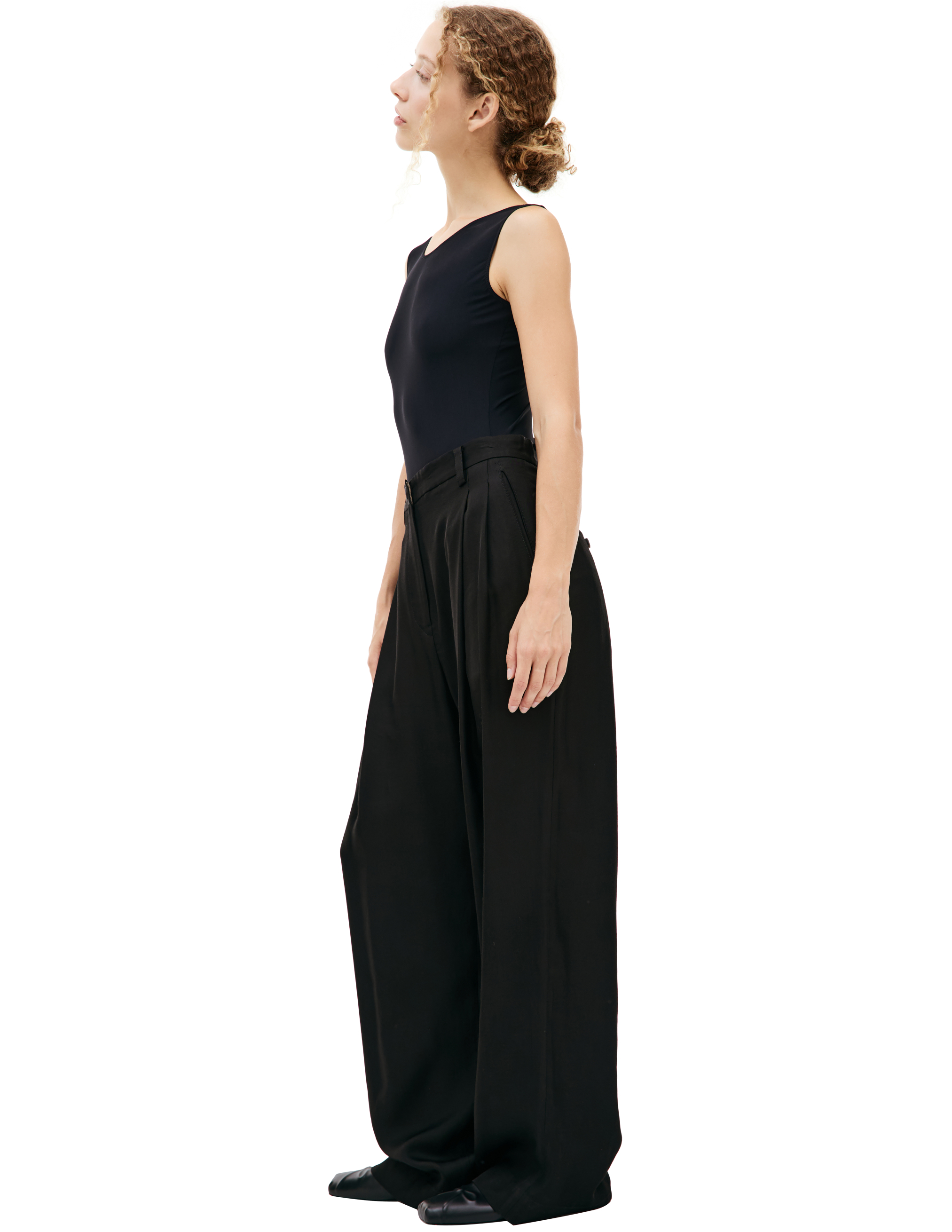 Shop Ziggy Chen Black Straight Leg Trousers