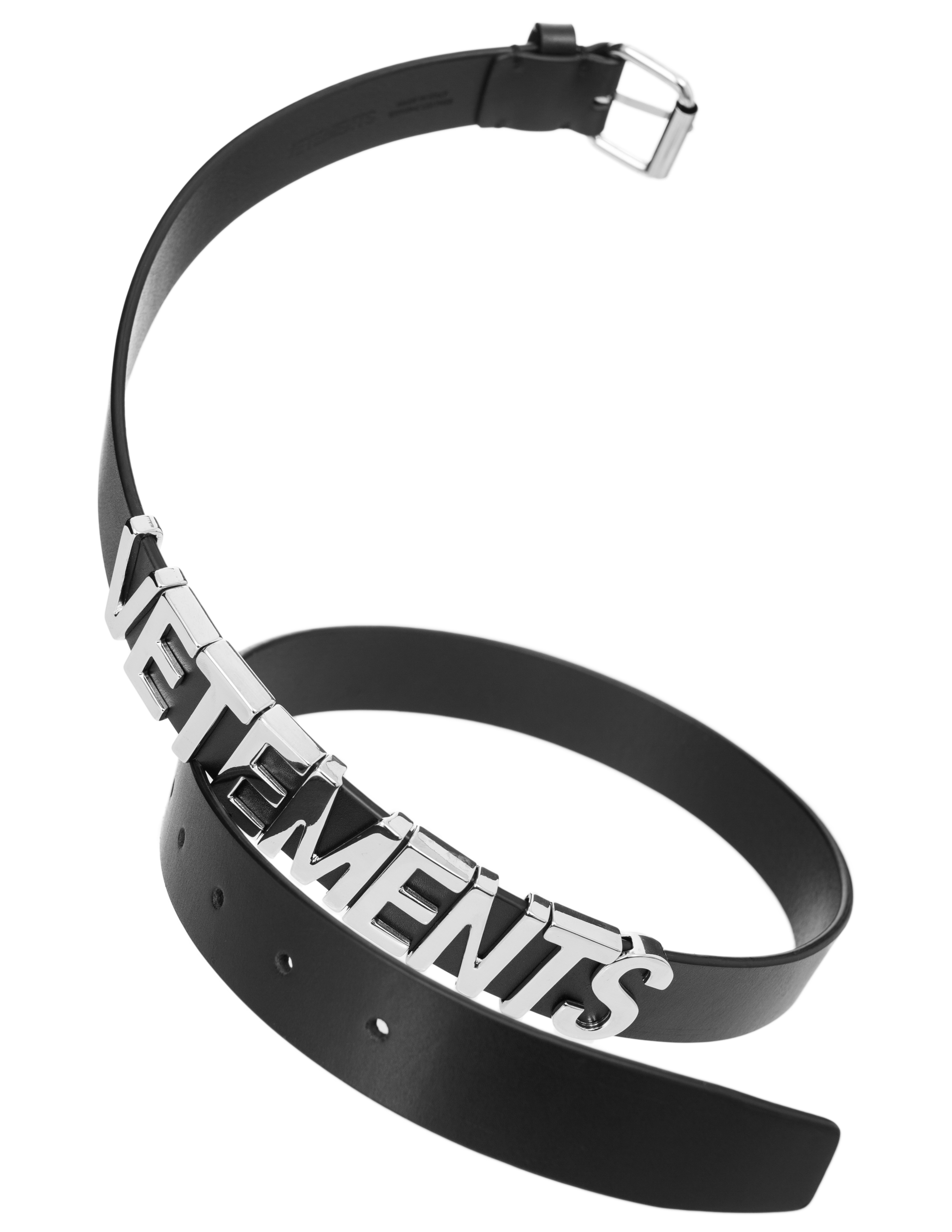 VETEMENTS Black leather belt with logo