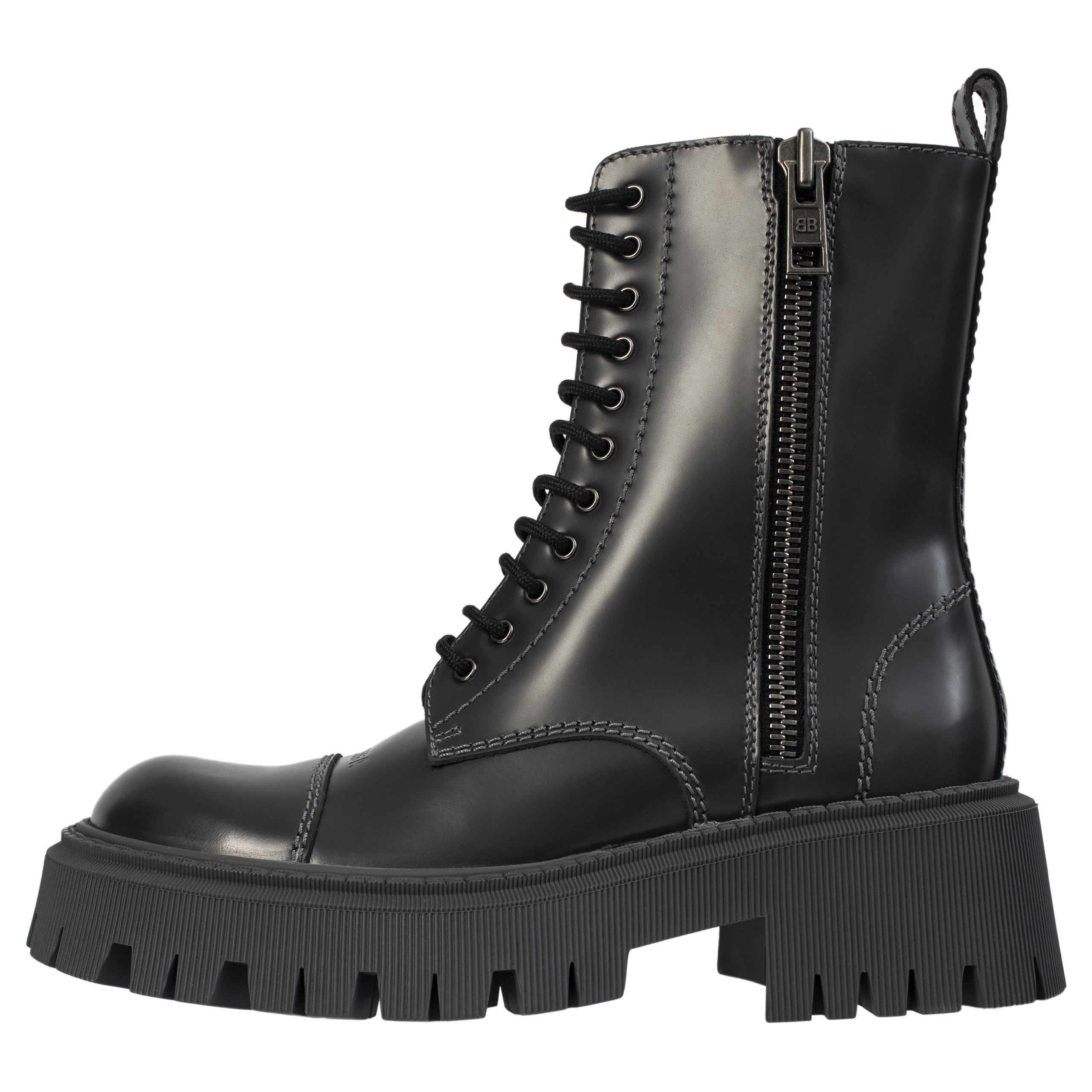 Buy Balenciaga women grey tractor 20mm lace up boots for $1,265 