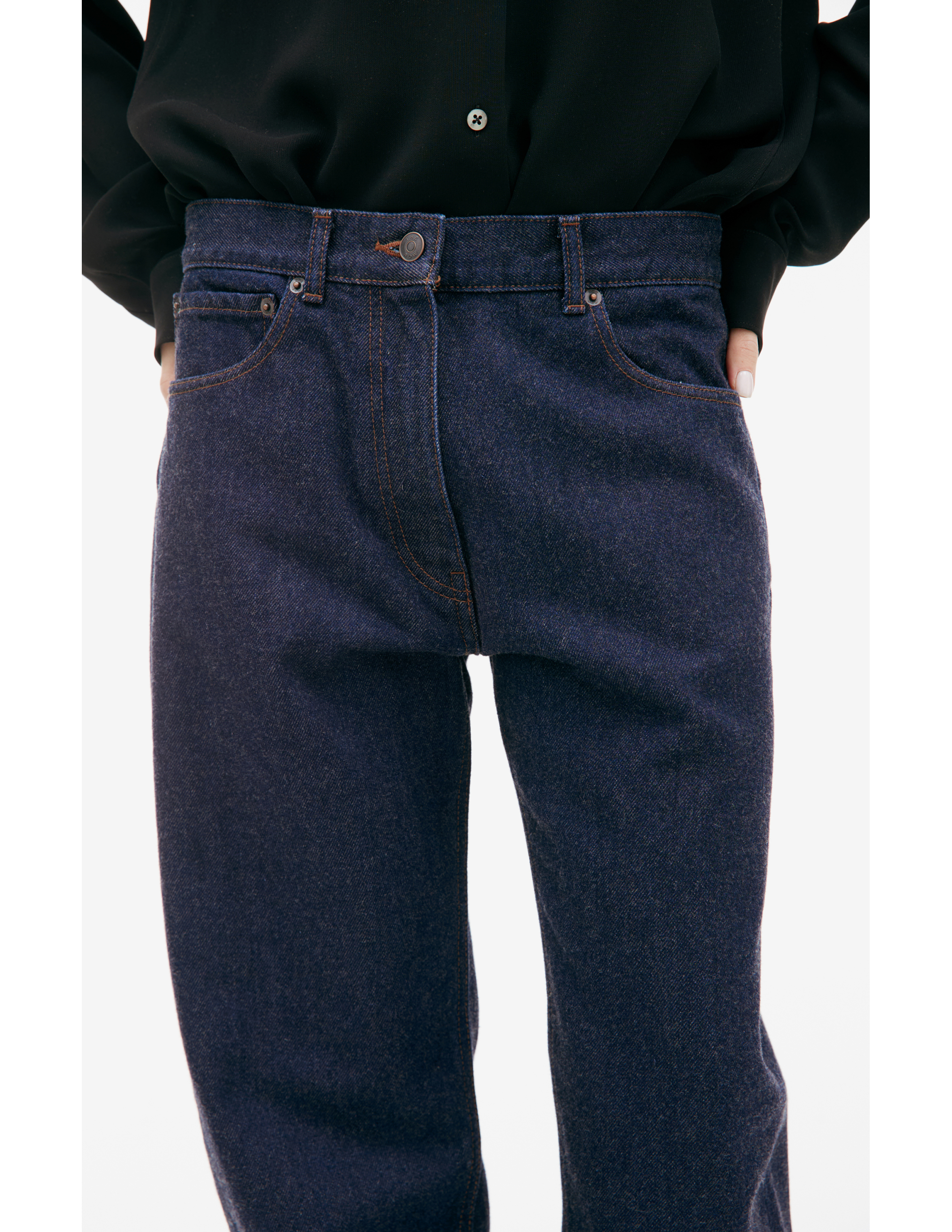 The Row Straight Wool Jeans In Navy Blue