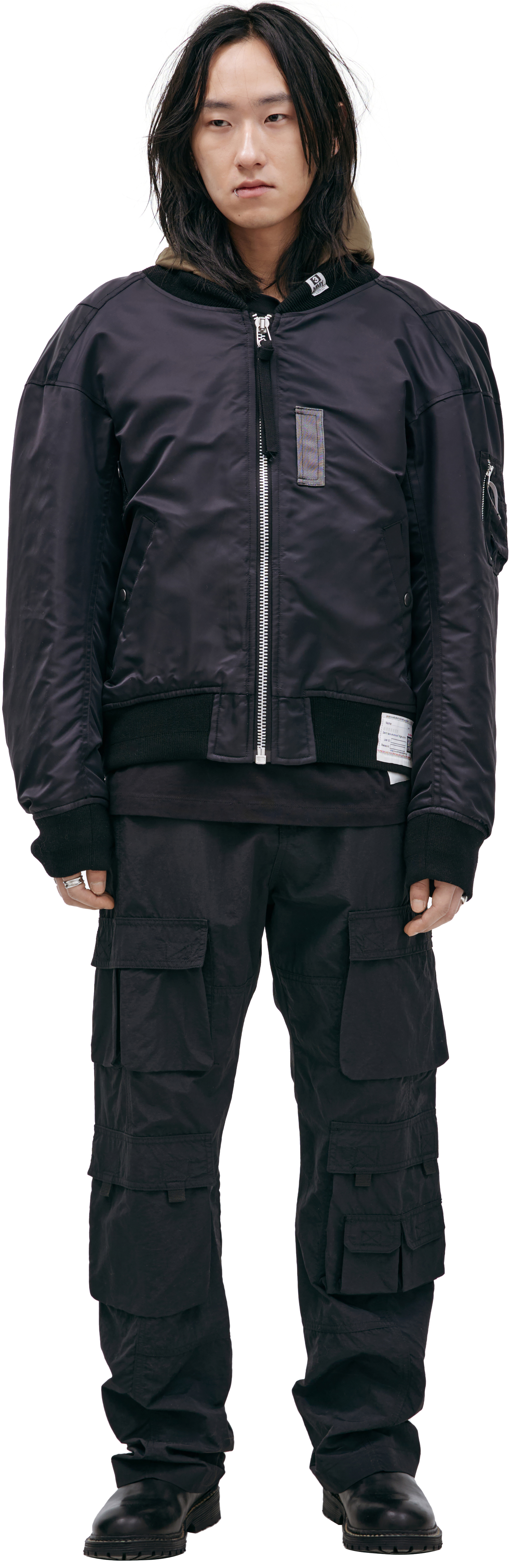 Buy Maison Mihara Yasuhiro men black hooded bomber jacket for $977