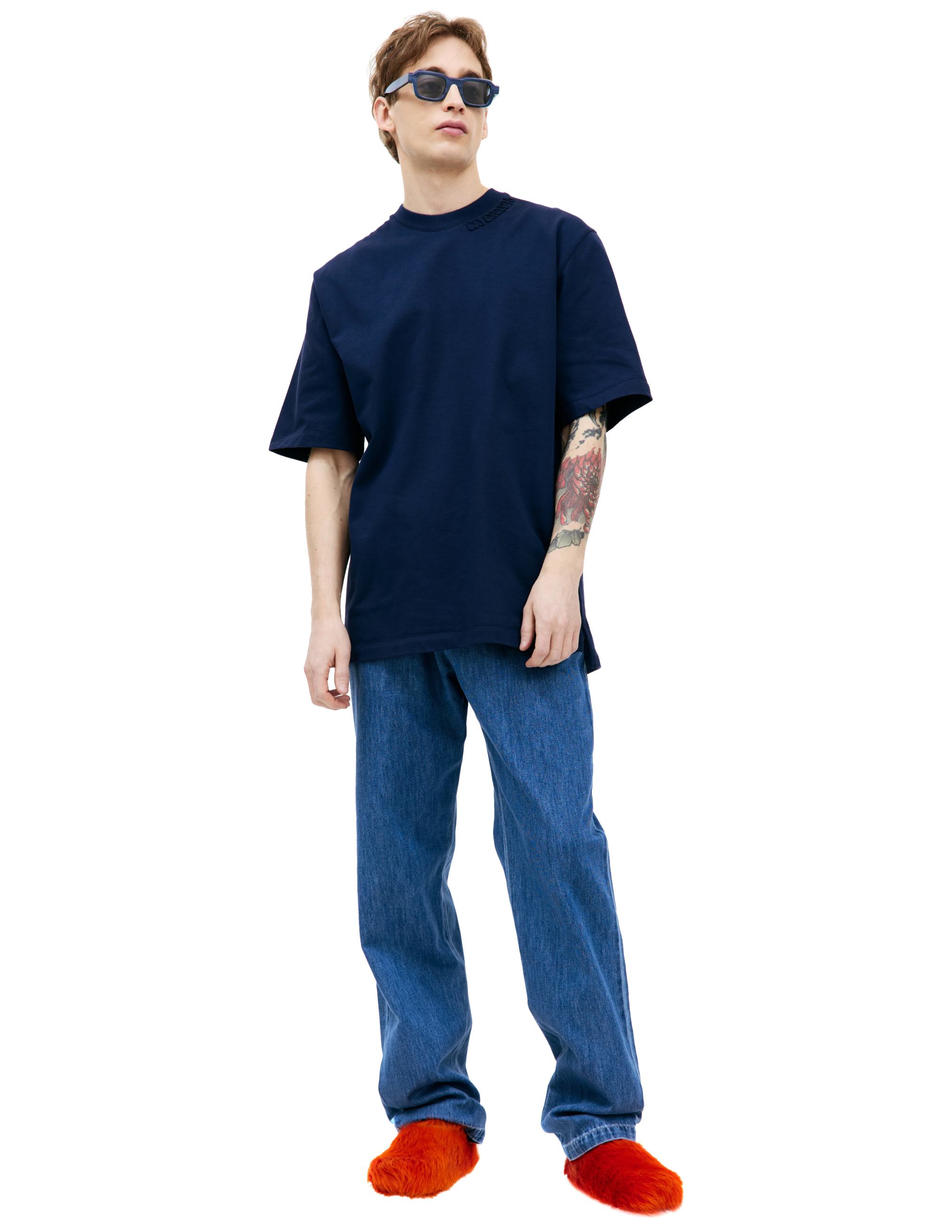 Marni Navy Oversized T-shirt In Navy Blue