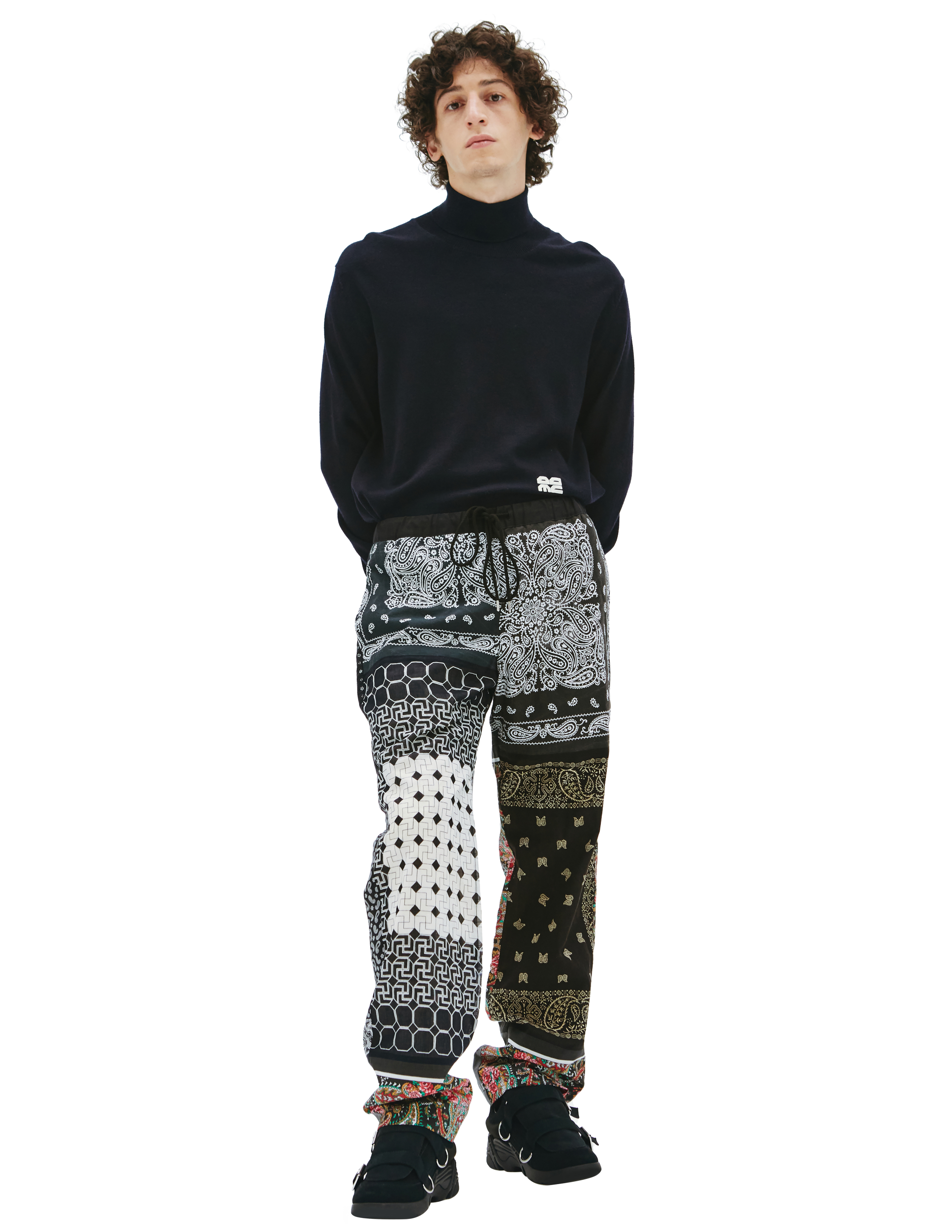 Children Of The Discordance Bandana Patchwork Trousers In Black