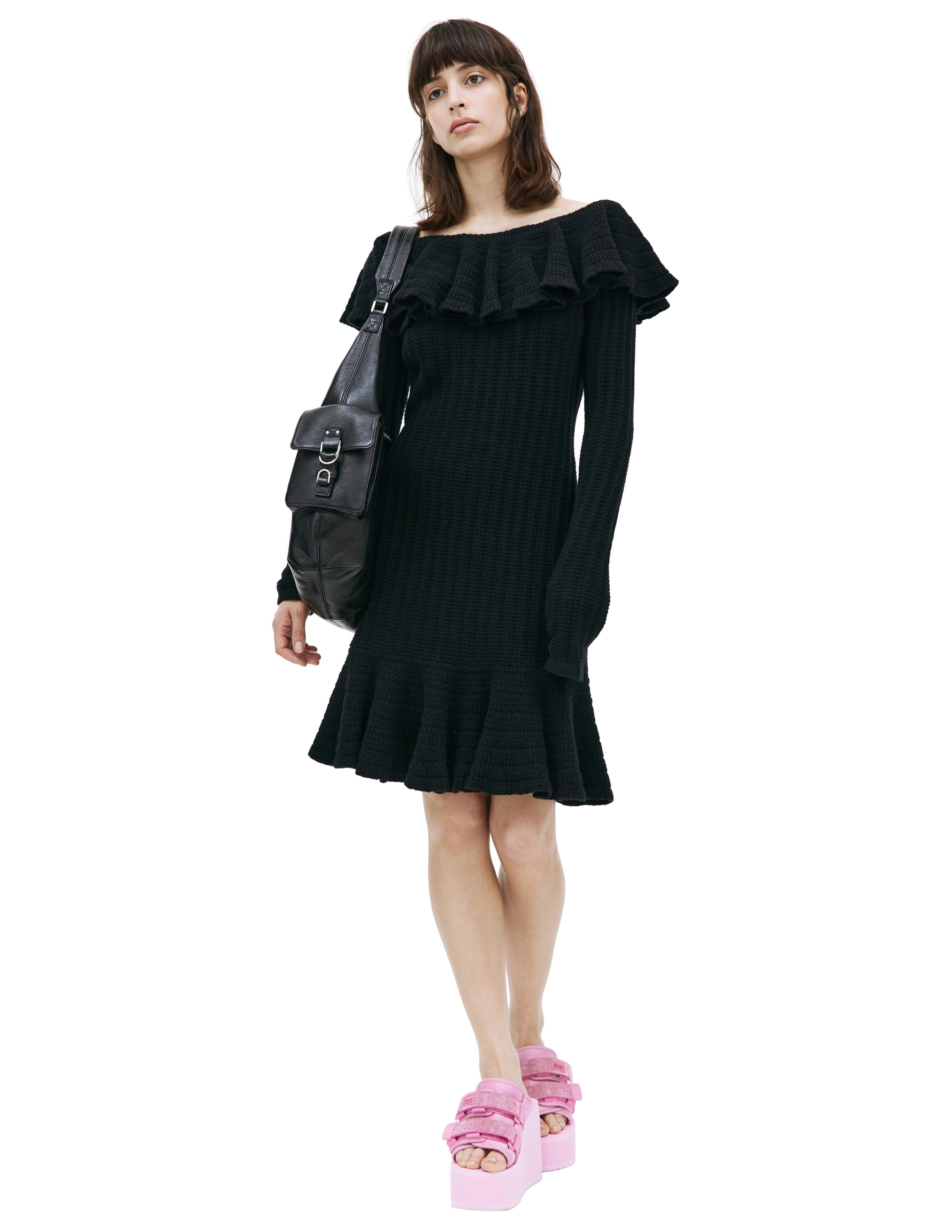 Blumarine Wool Midi Dress In Black