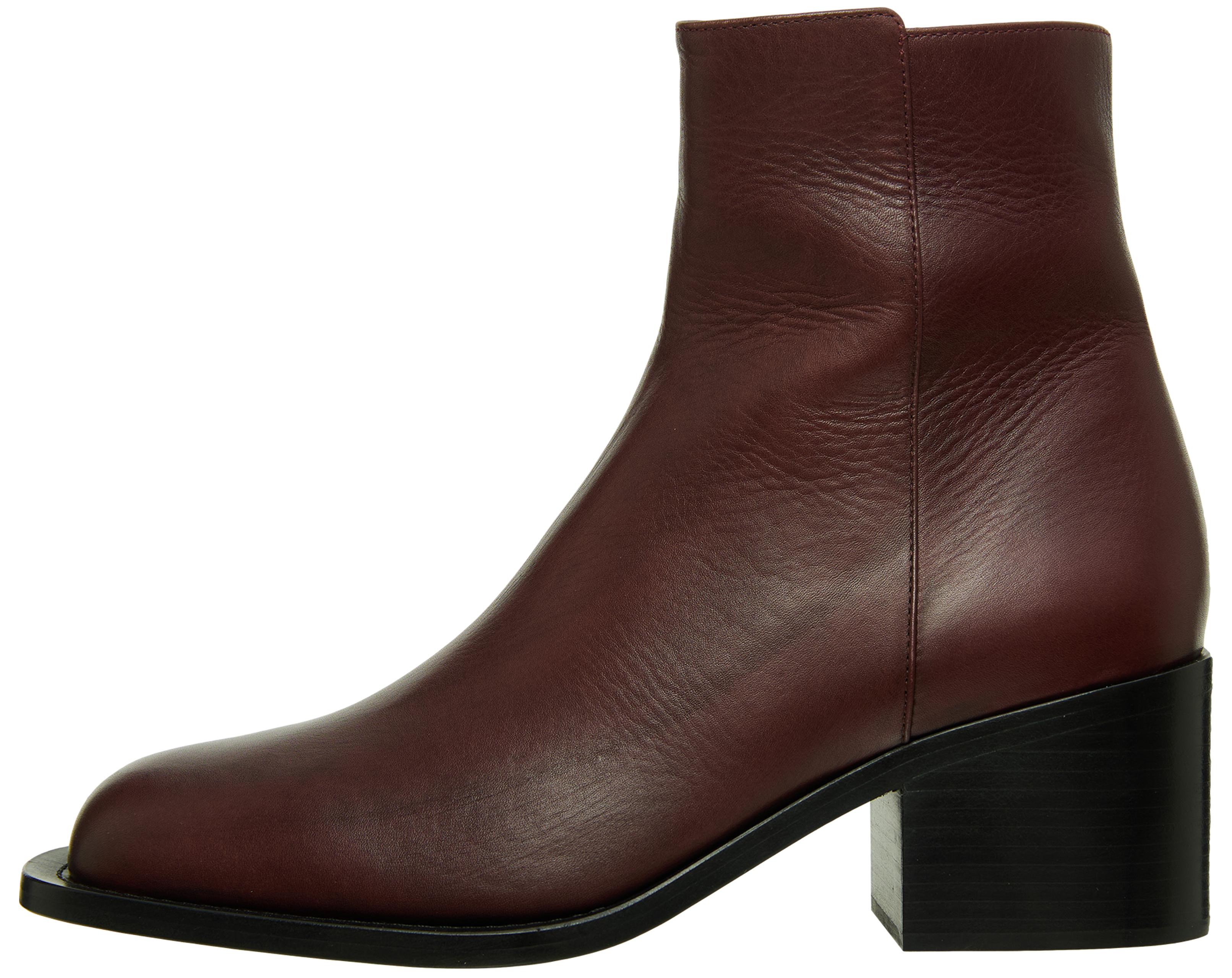 Burgundy leather ankle boots