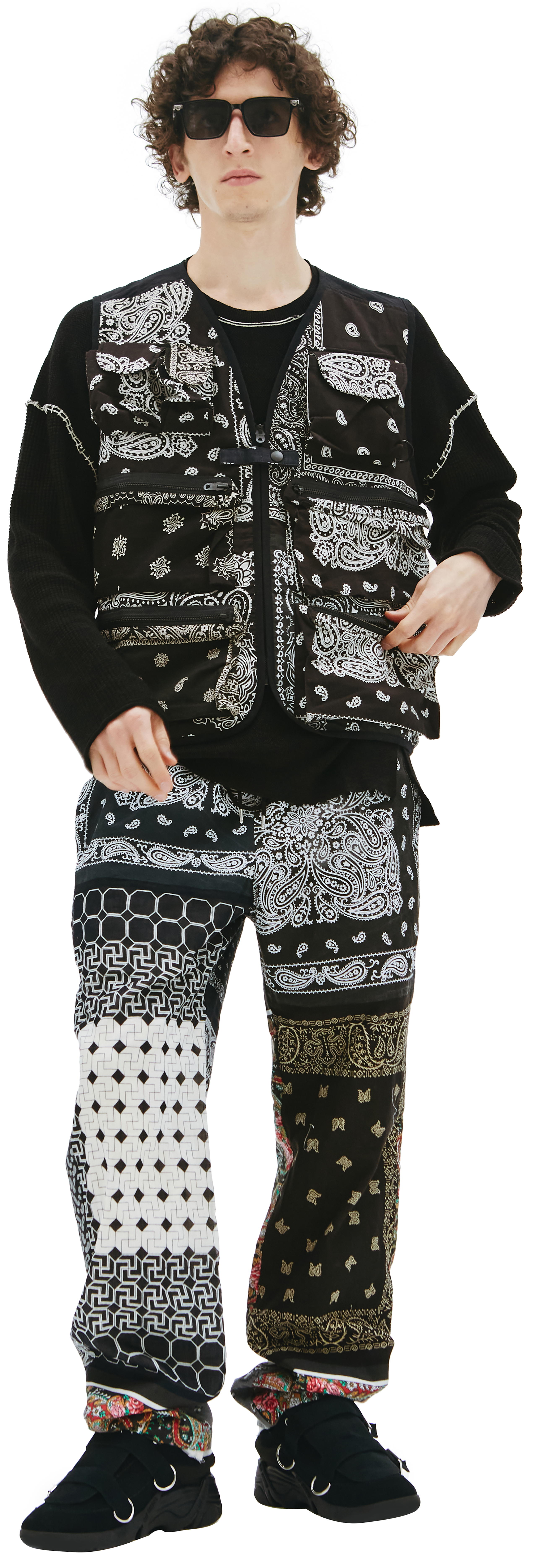チルドレンオブザディスコーダンス  VINTAGE BANDANA VEST Buy Children of the discordance men black vintage bandana