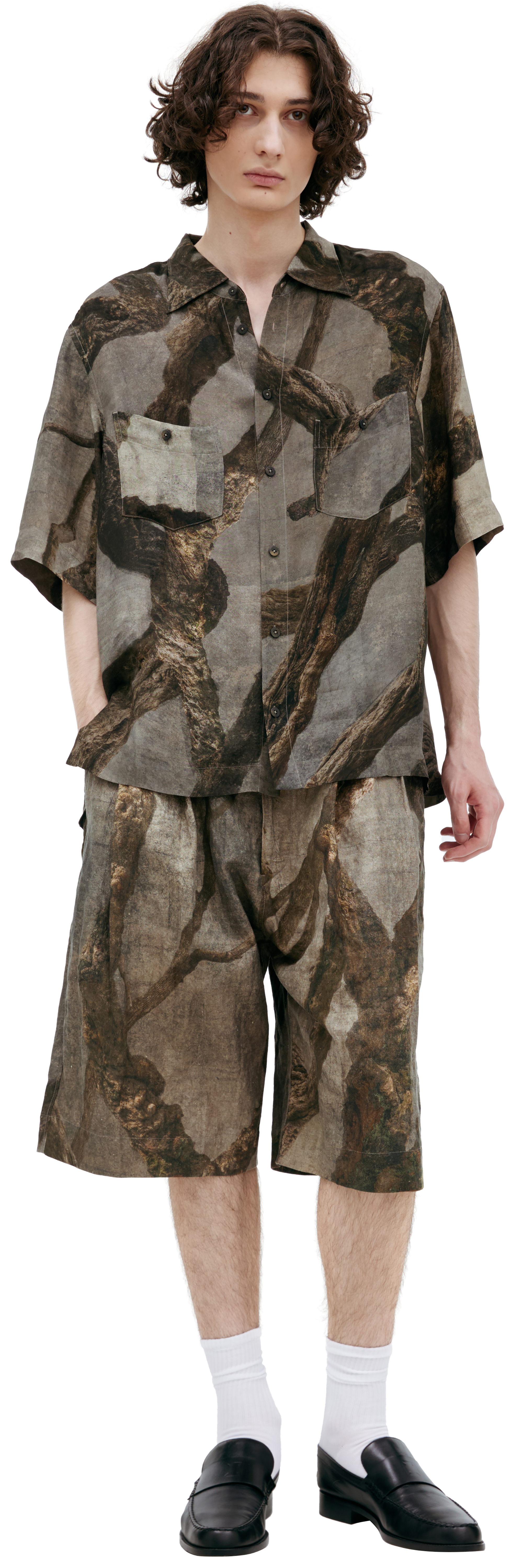 Buy Ziggy Chen men green short sleeve shirt for $669 online on