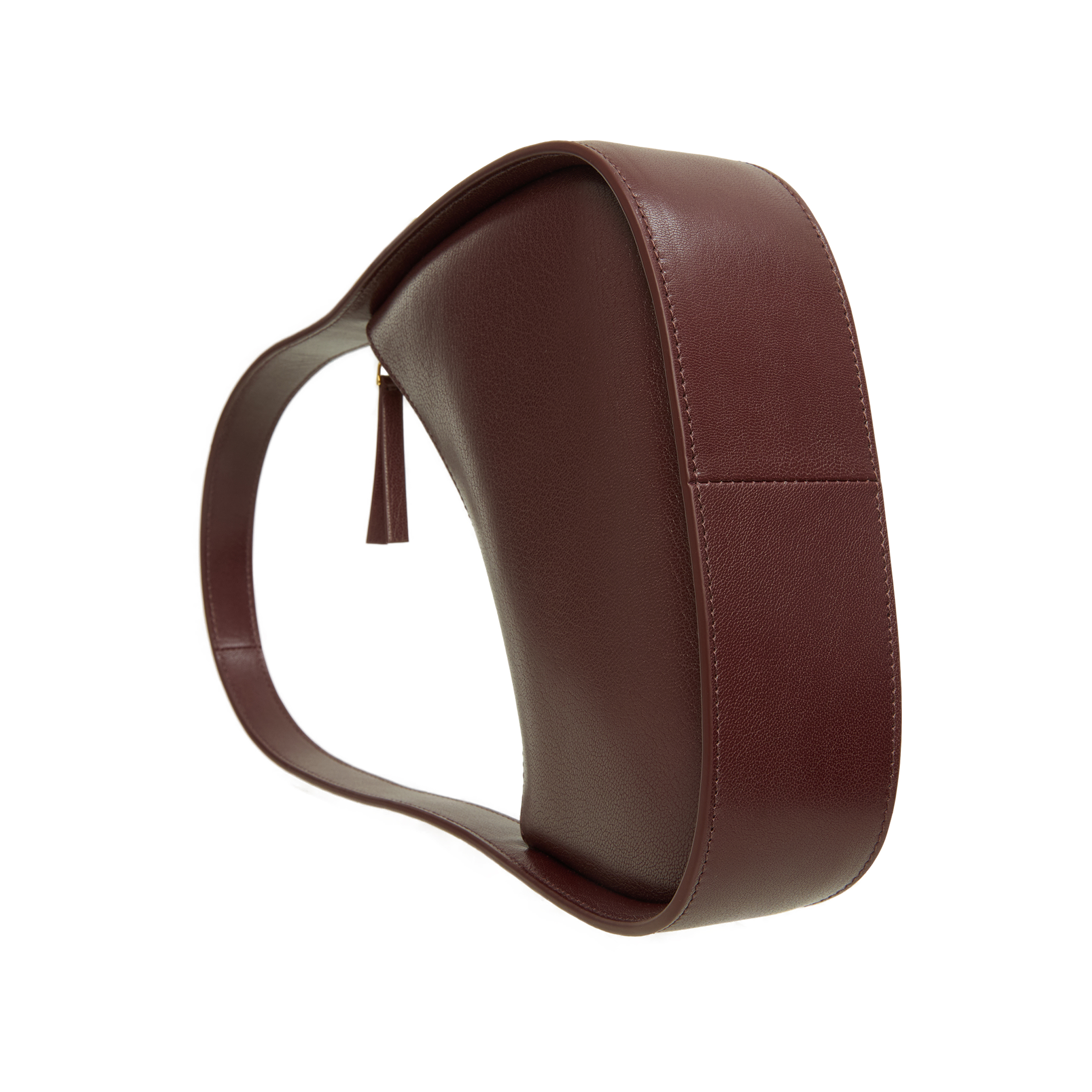 The Row Half Moon Leather Bag In Burgundy