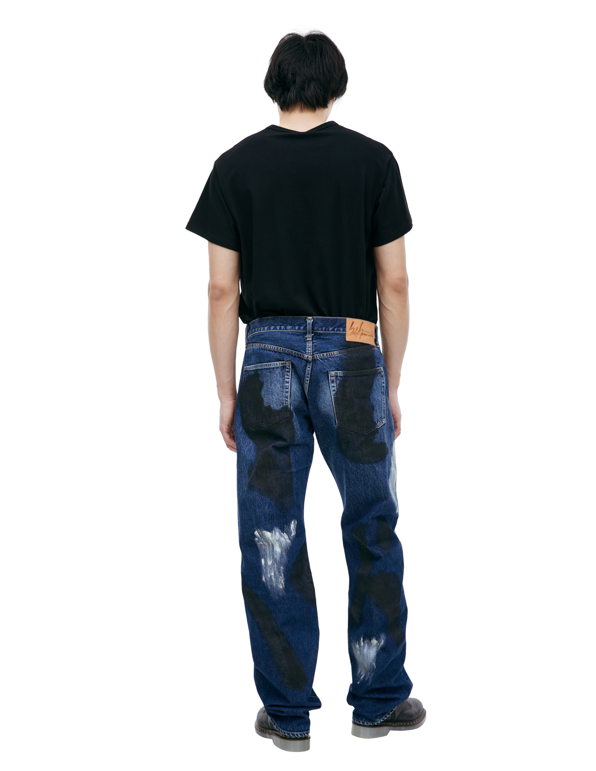 Yohji Yamamoto Paint Effect Jeans In Blue