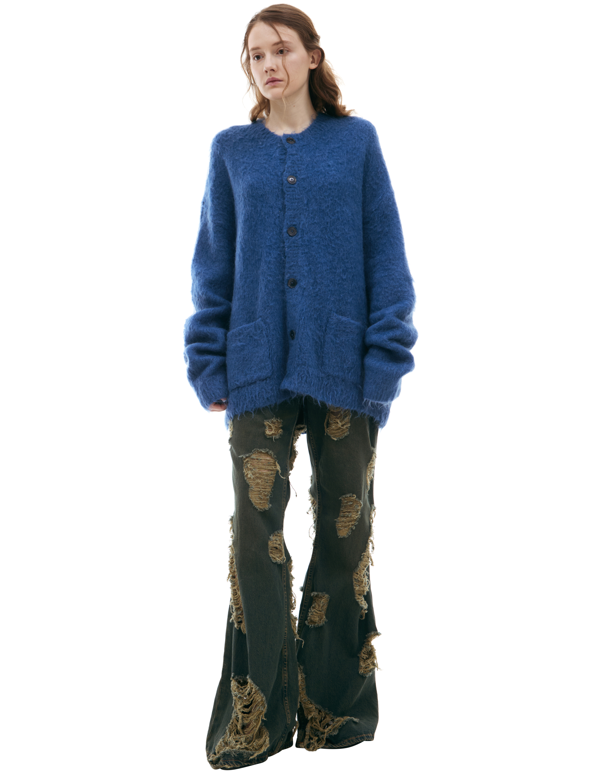 Acne Studios Wool Cardigan With Buttons In Blue