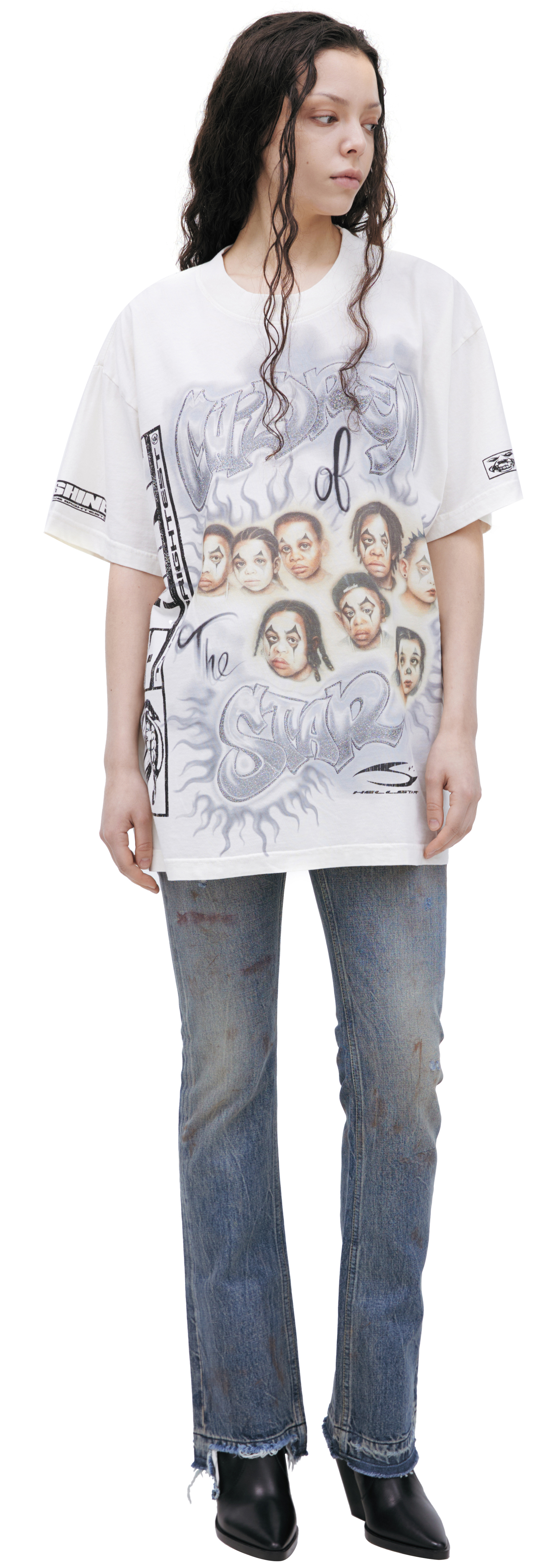 Buy Hellstar women white print t-shirt for $360 online on SV77