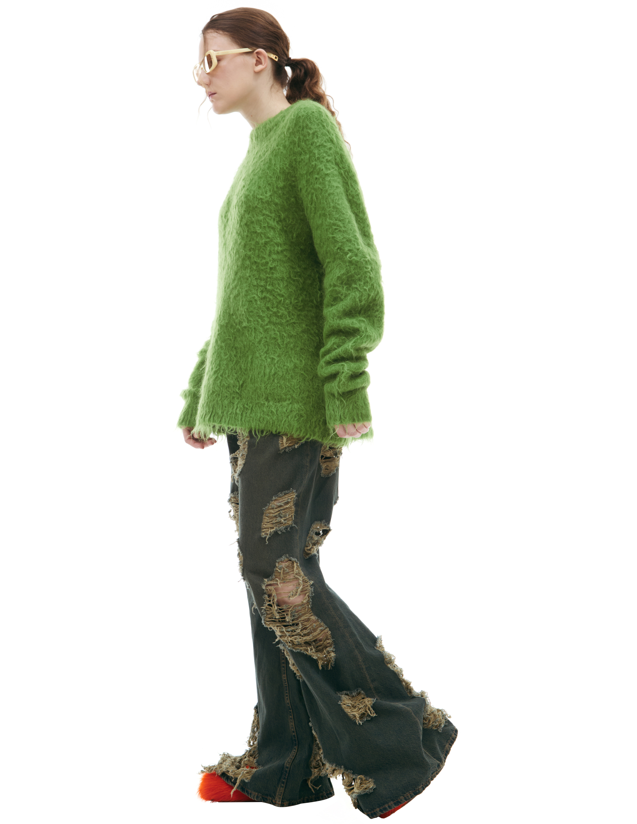 Acne Studios Knitted Wool Sweater In Green
