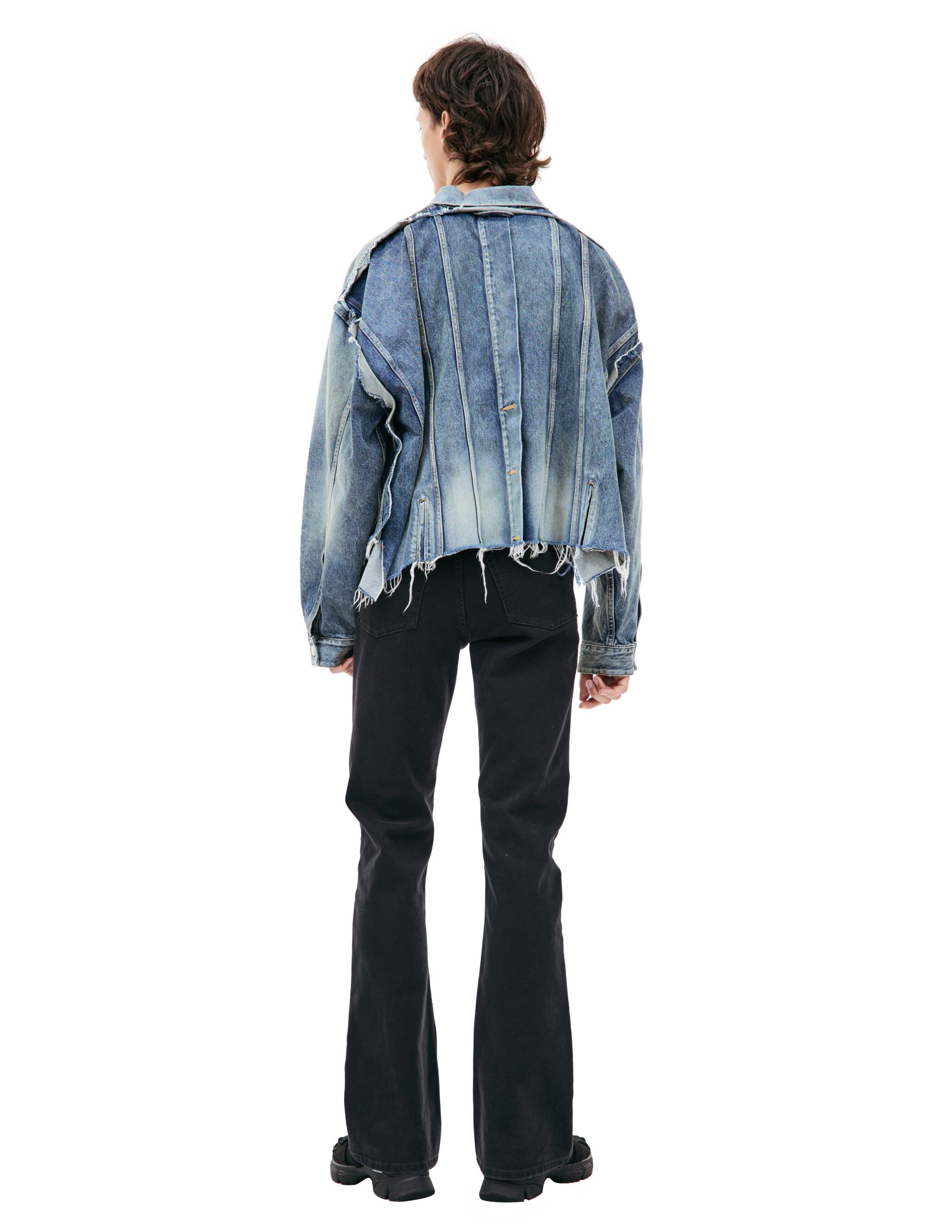 Shop Balenciaga Denim Jacket With Buttons In Blue