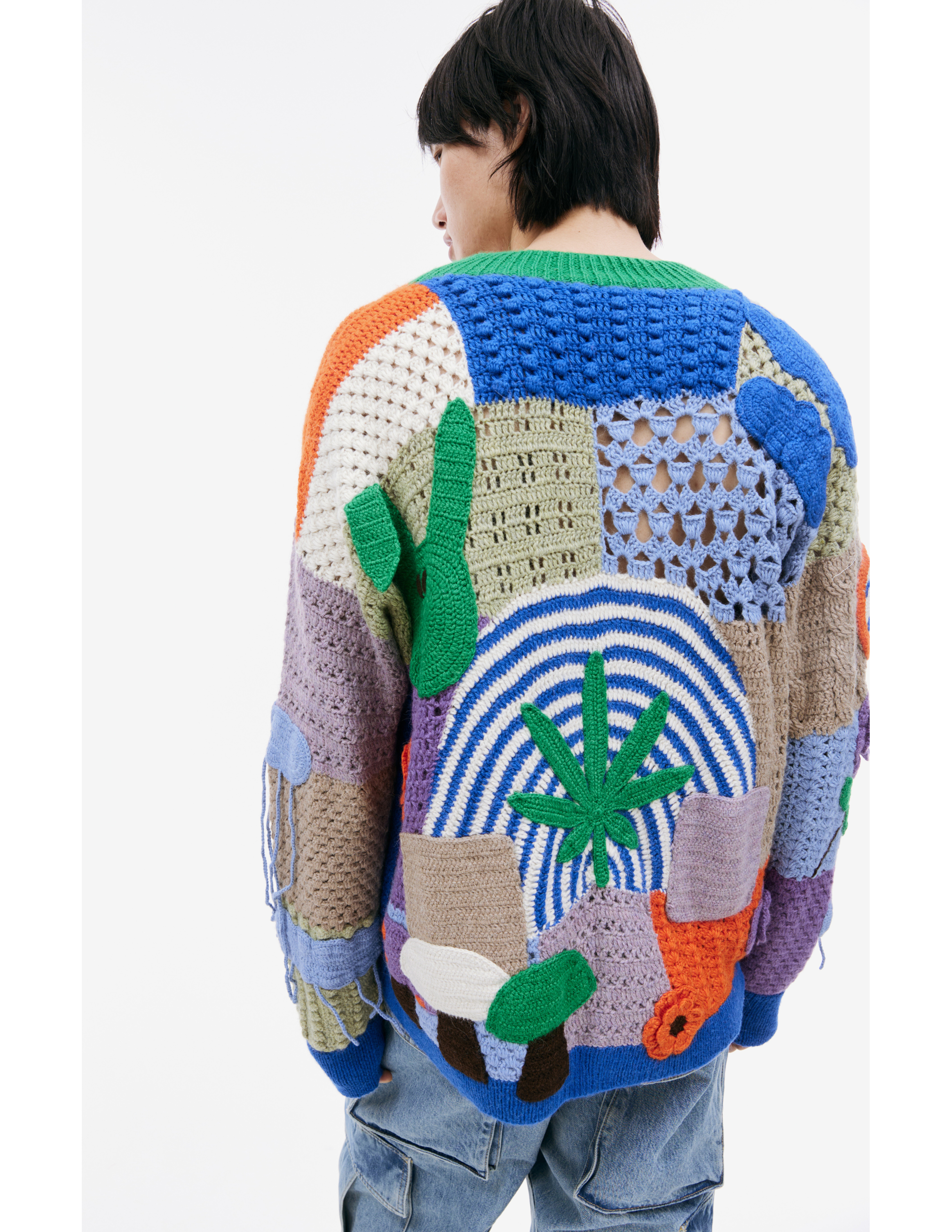 Shop Nahmias Crochet V-neck Sweater In Multicolor