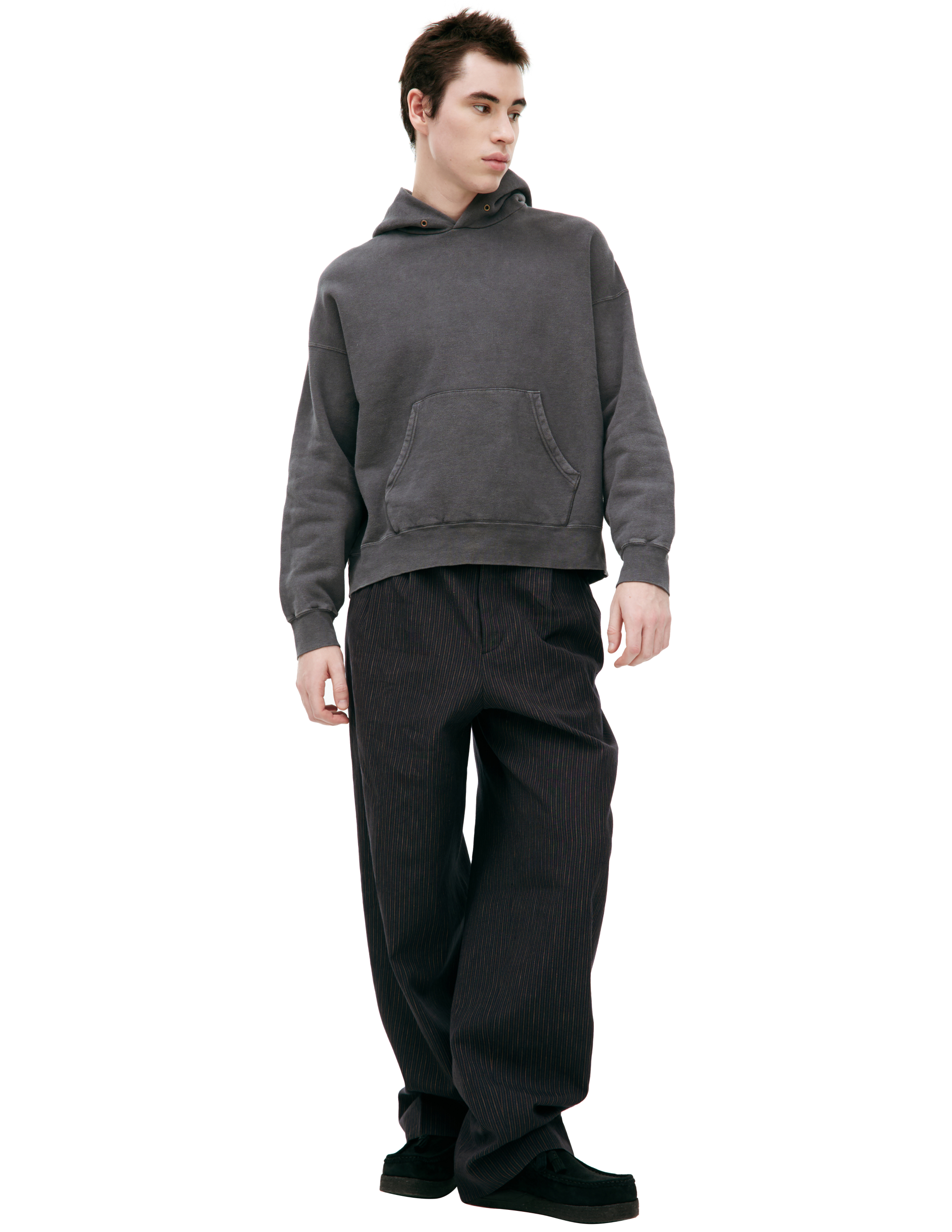 Visvim Grey Hoodie With Patch Pocket In Grey
