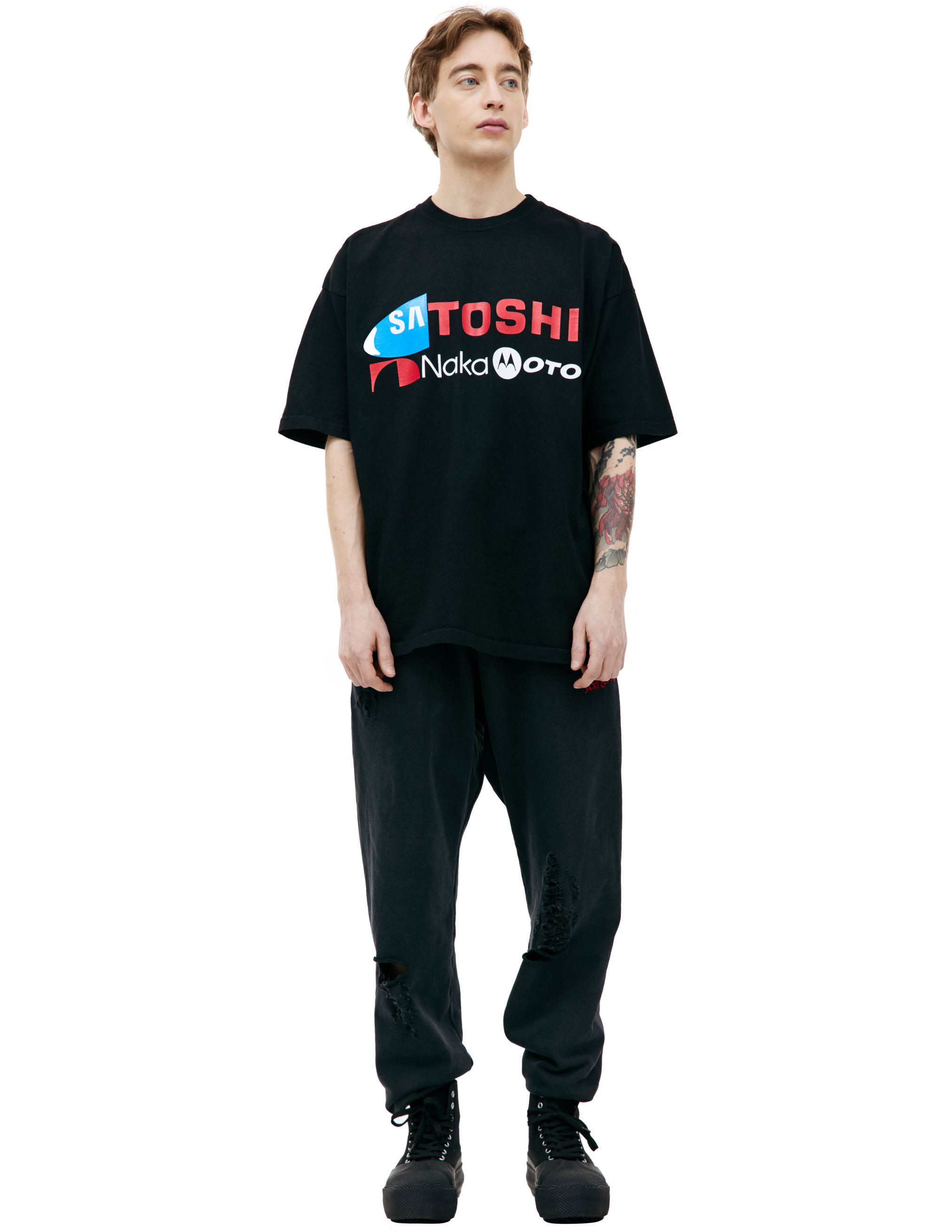 Shop Satoshi Nakamoto Logo Printed T-shirt In Black