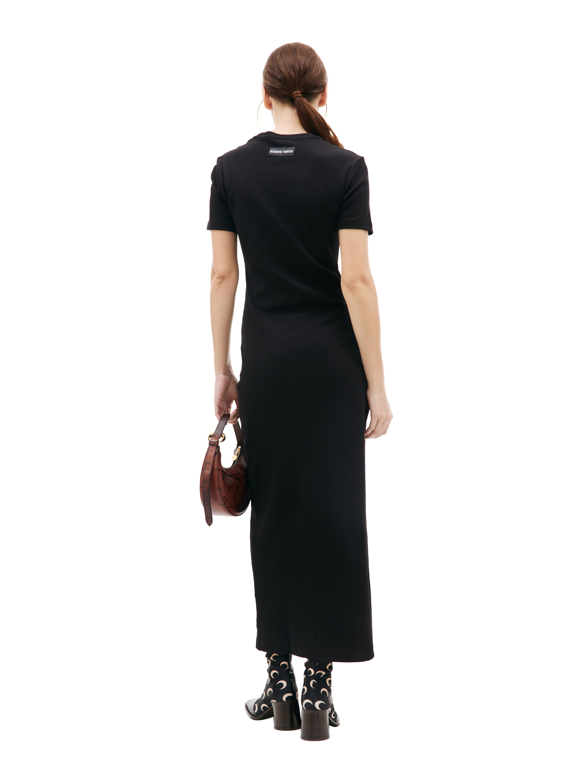 Shop Marine Serre Embroidered Logo Maxi Dress In Black